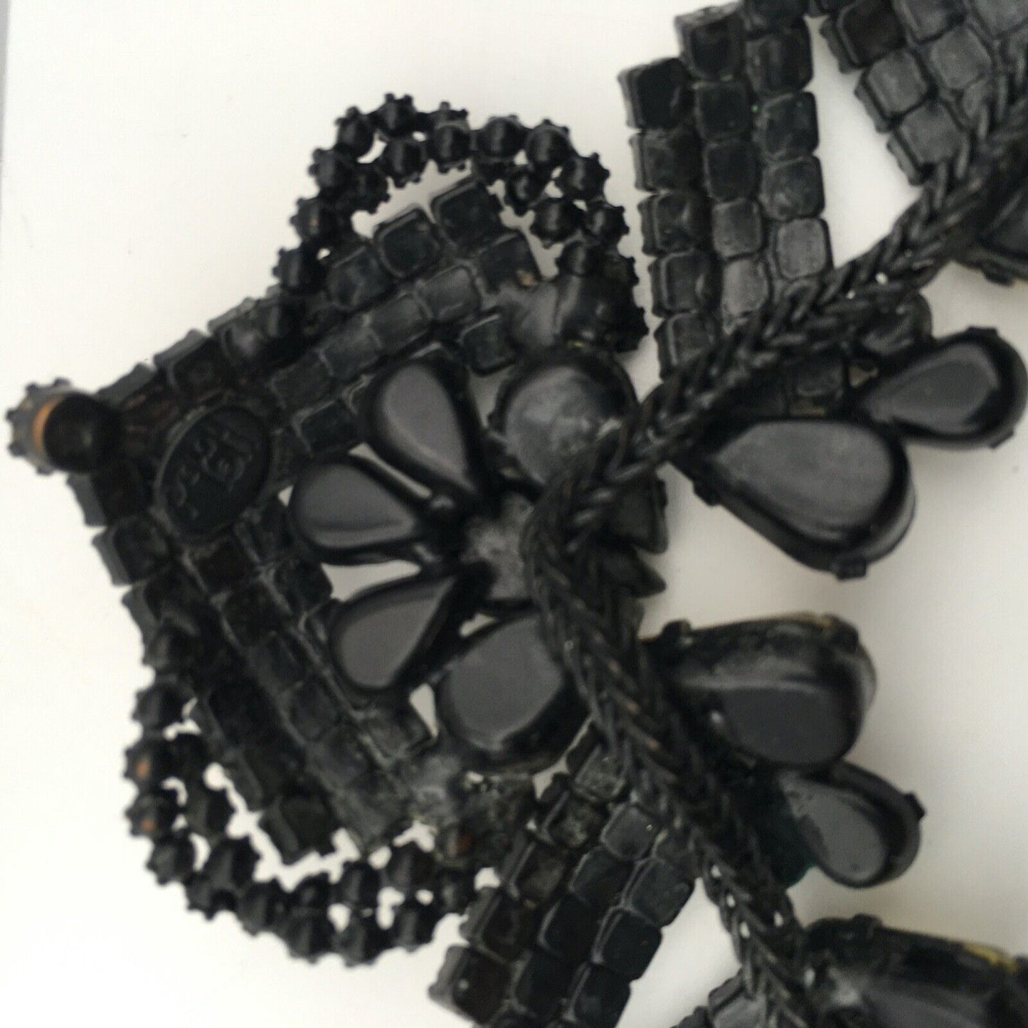 Hobé Necklace Earring Set Rhinestone Chocolate Canary Crystal Japanning Vintage