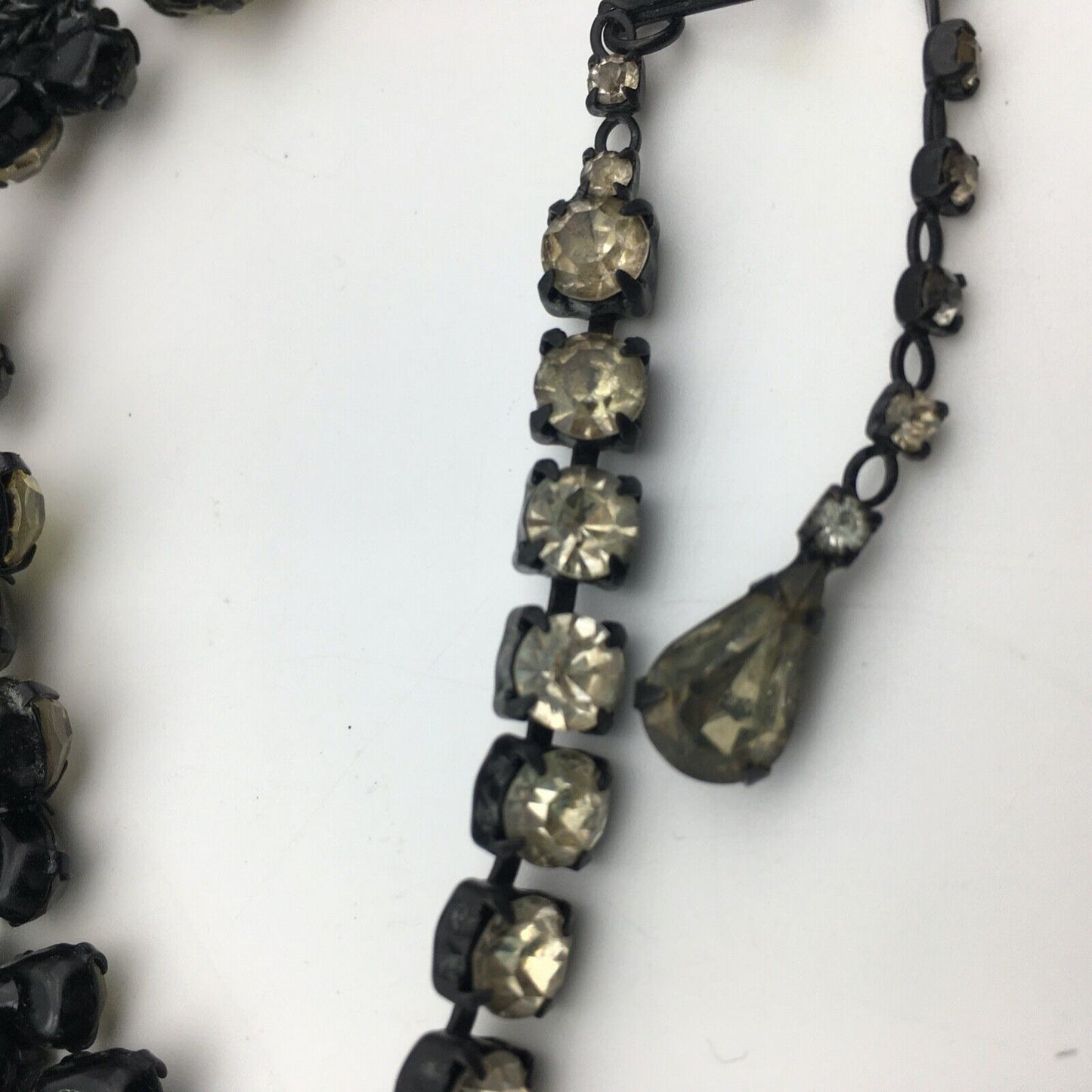 Hobé Necklace Earring Set Rhinestone Chocolate Canary Crystal Japanning Vintage
