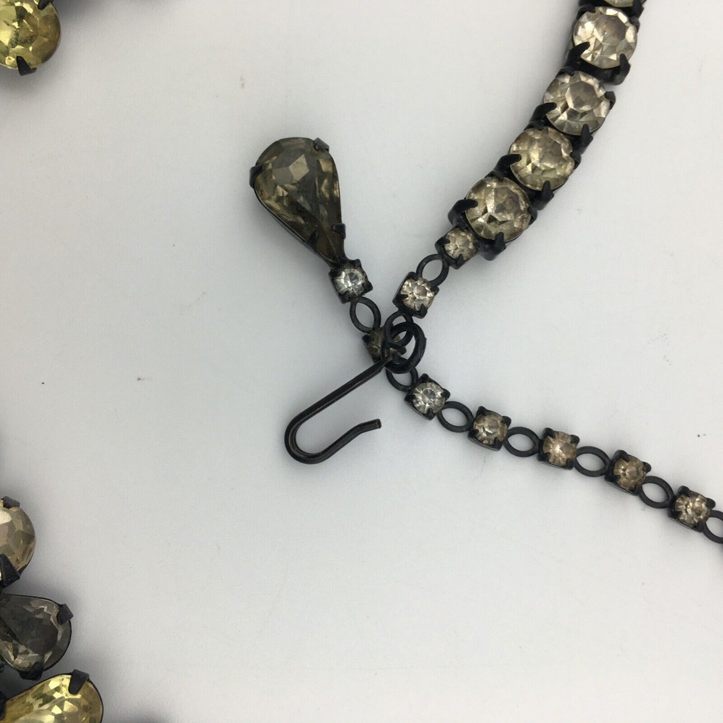Hobé Necklace Earring Set Rhinestone Chocolate Canary Crystal Japanning Vintage