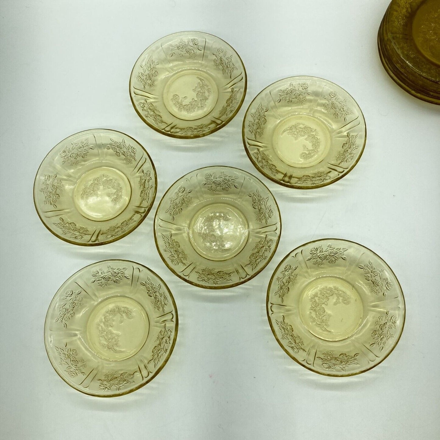 Vintage Federal Depression Glass Yellow 6 Berry Bowls 6 Dessert Plates Cottage
