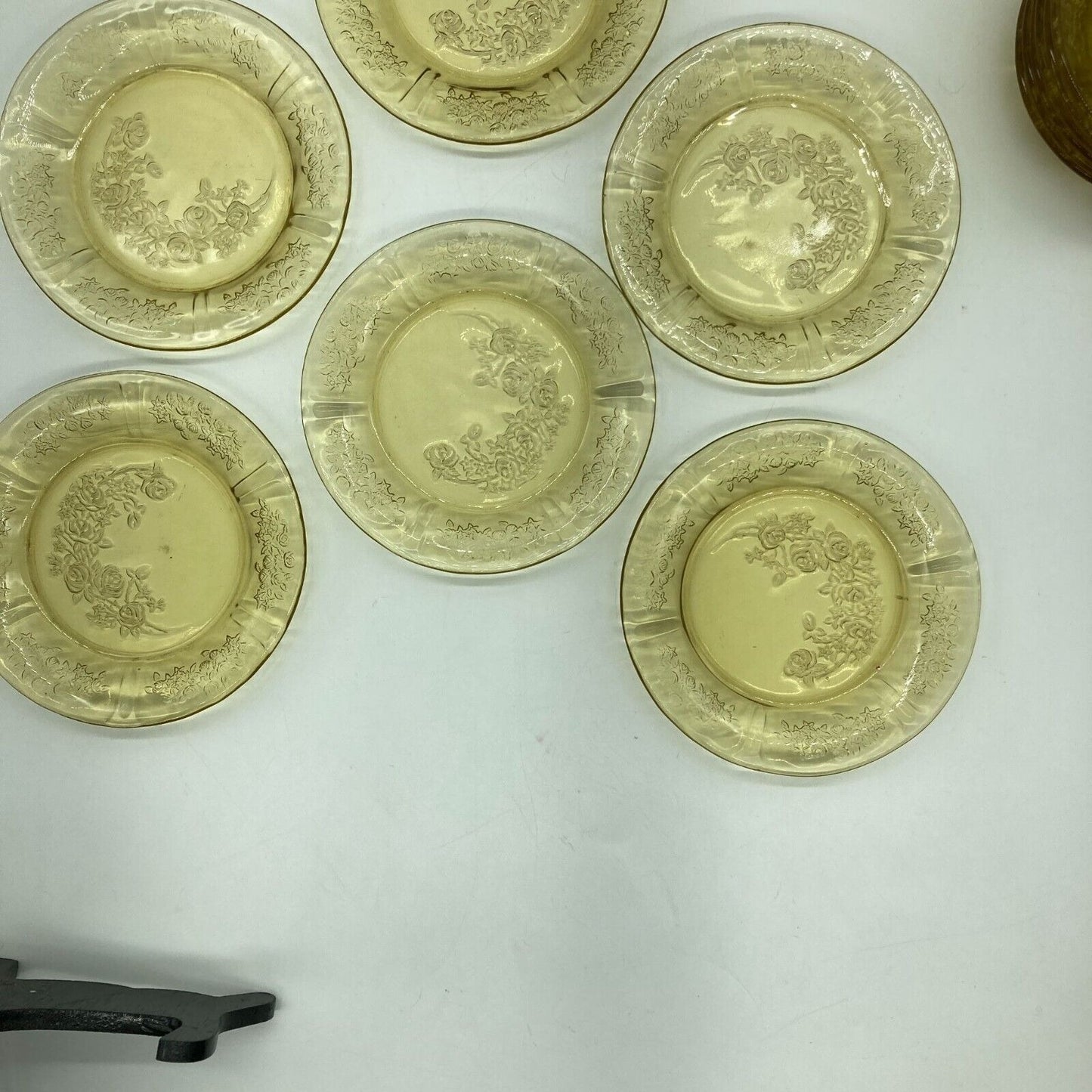 Vintage Federal Depression Glass Yellow 6 Berry Bowls 6 Dessert Plates Cottage