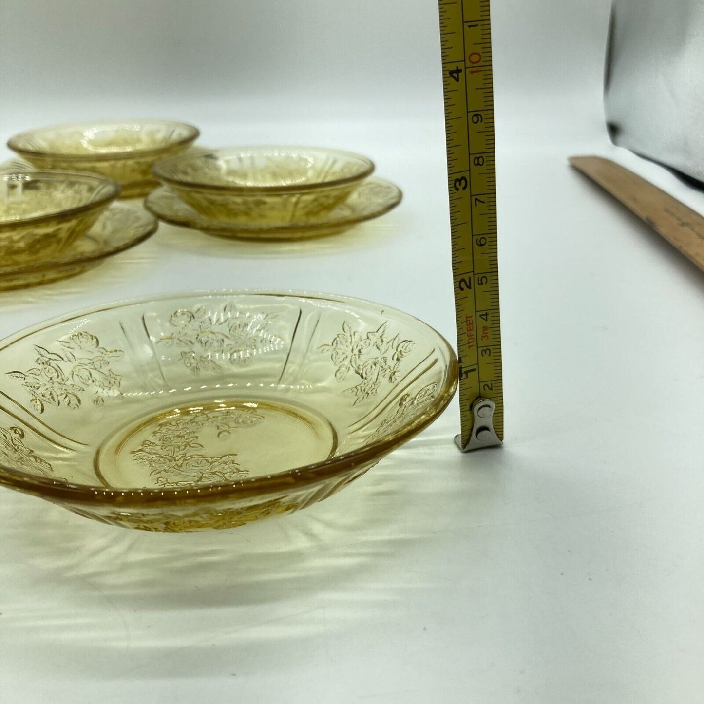 Vintage Federal Depression Glass Yellow 6 Berry Bowls 6 Dessert Plates Cottage