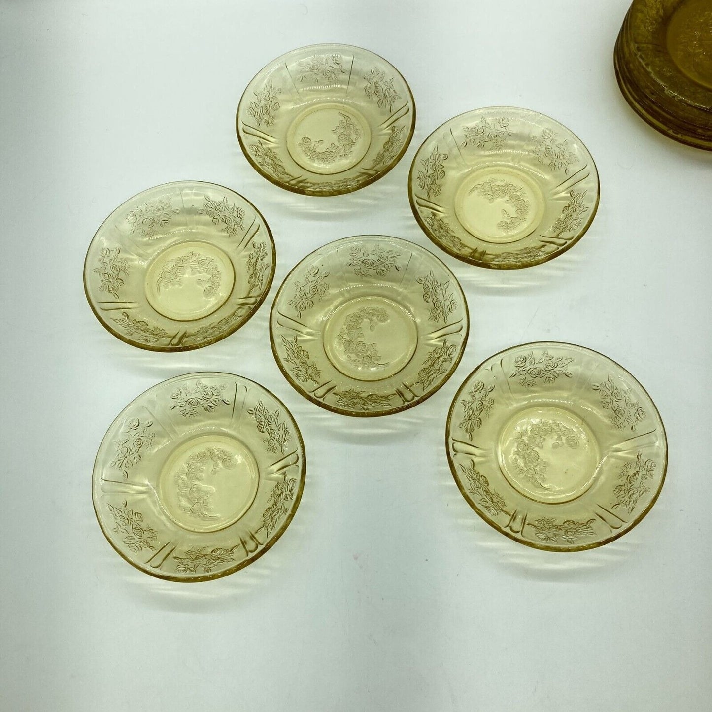 Vintage Federal Depression Glass Yellow 6 Berry Bowls 6 Dessert Plates Cottage
