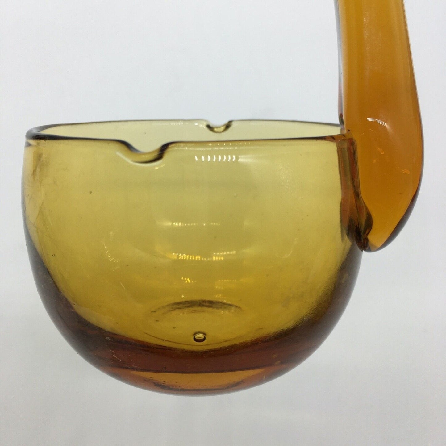 MCM Ladle 13" Blown Honey Amber Glass Free Standing Long Hook Handle Pour Spouts