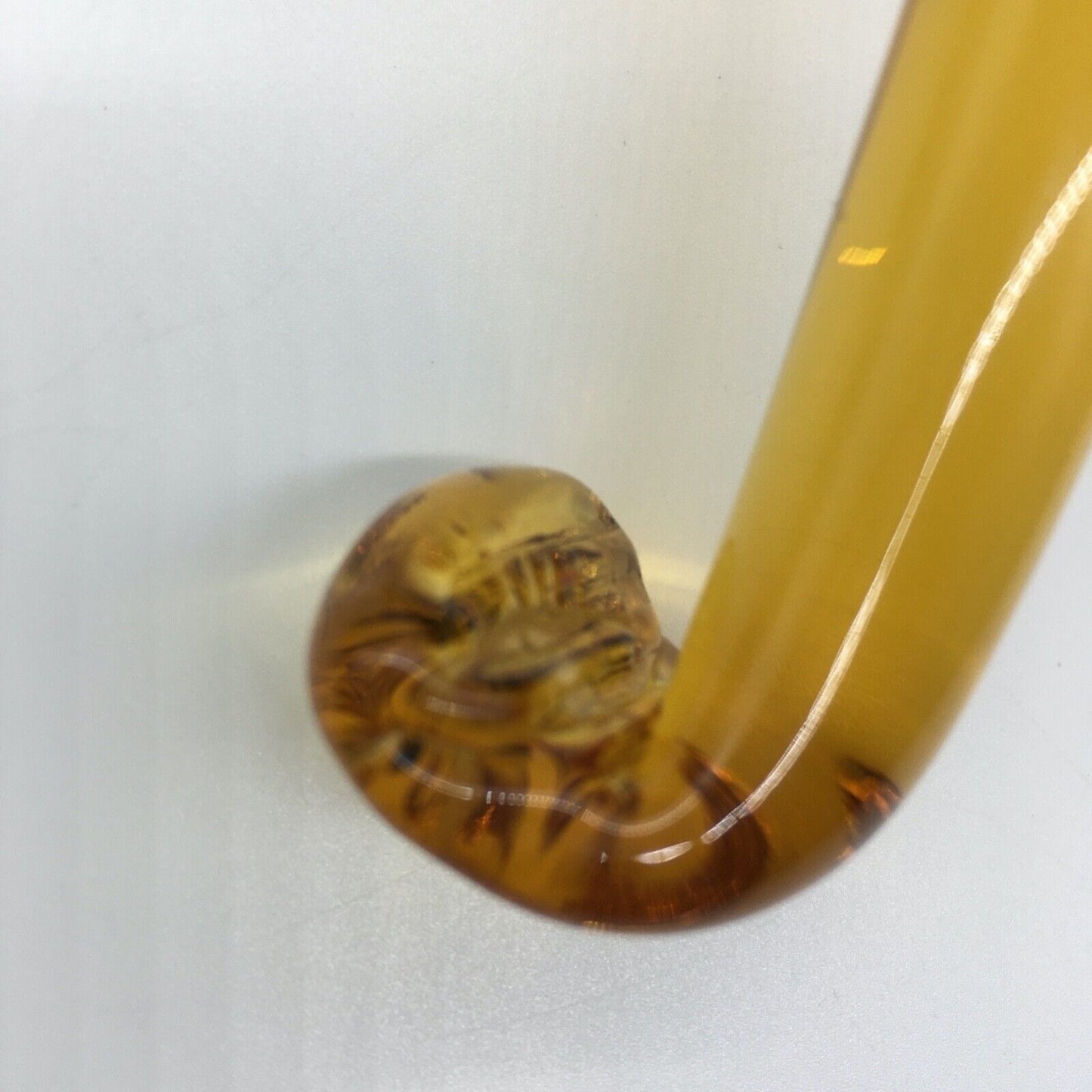 MCM Ladle 13" Blown Honey Amber Glass Free Standing Long Hook Handle Pour Spouts