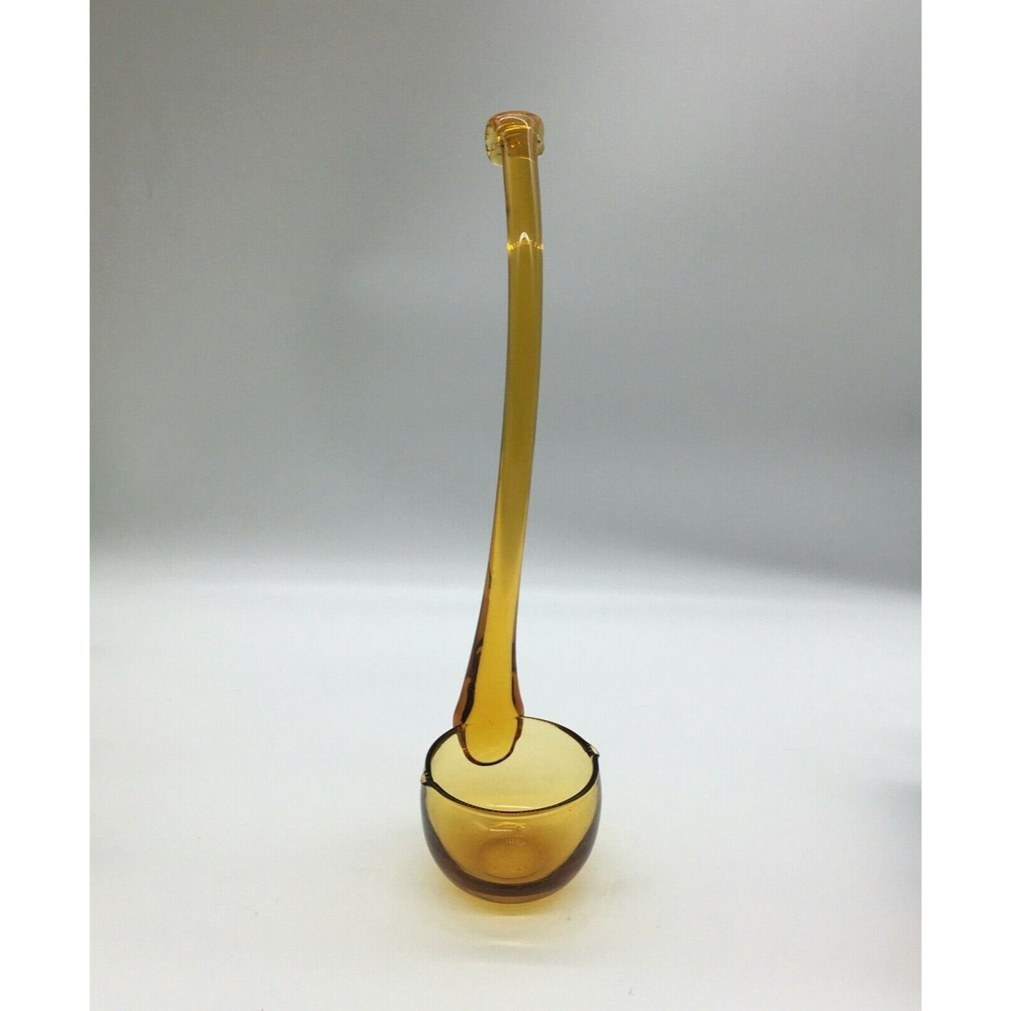 MCM Ladle 13" Blown Honey Amber Glass Free Standing Long Hook Handle Pour Spouts