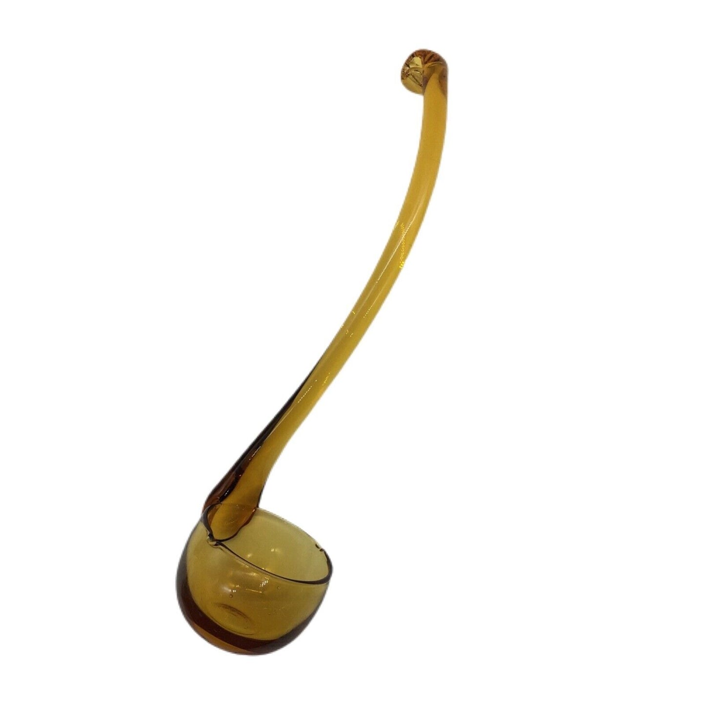 MCM Ladle 13" Blown Honey Amber Glass Free Standing Long Hook Handle Pour Spouts