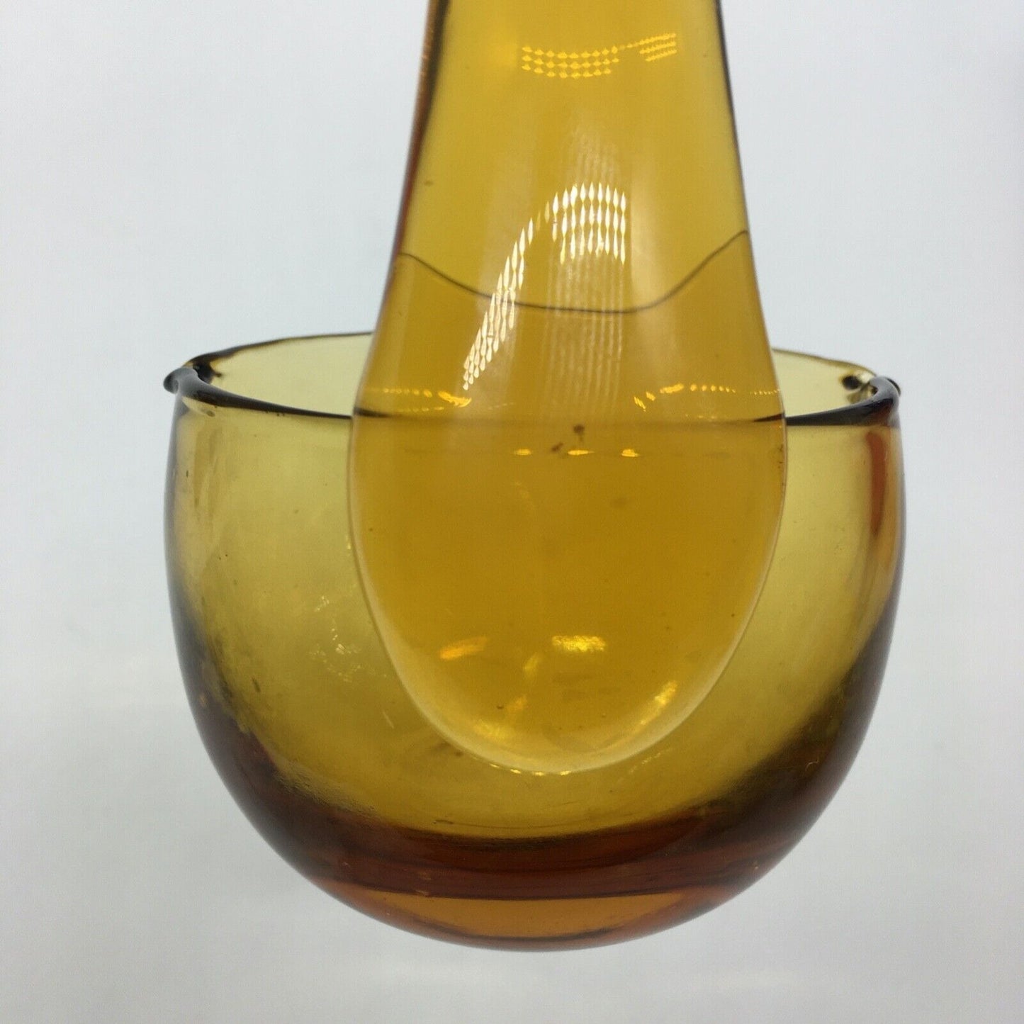 MCM Ladle 13" Blown Honey Amber Glass Free Standing Long Hook Handle Pour Spouts