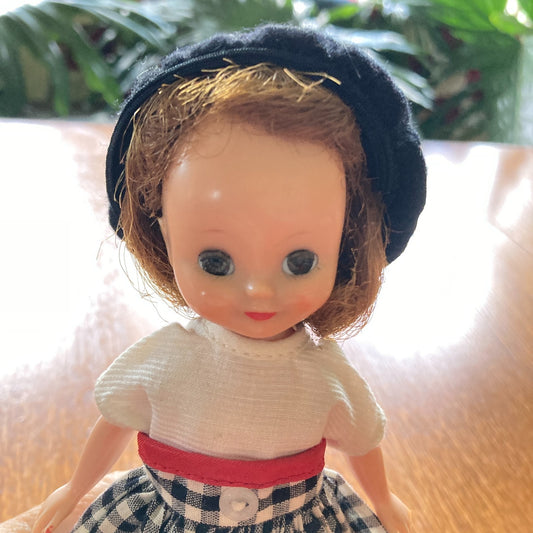 Betsy McCall 8" Fashion Doll With Red Gingham Dress and Black Gingham Outfit VTG