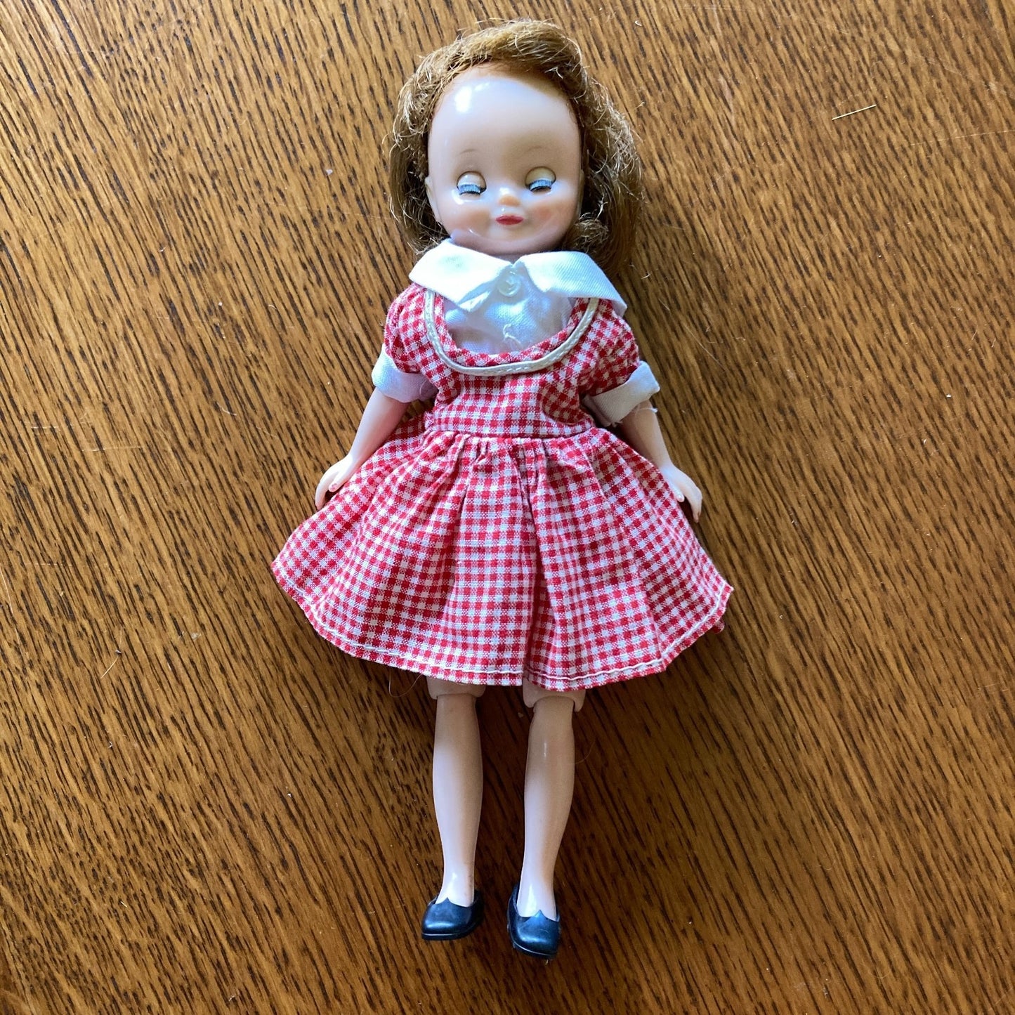 Betsy McCall 8" Fashion Doll With Red Gingham Dress and Black Gingham Outfit VTG