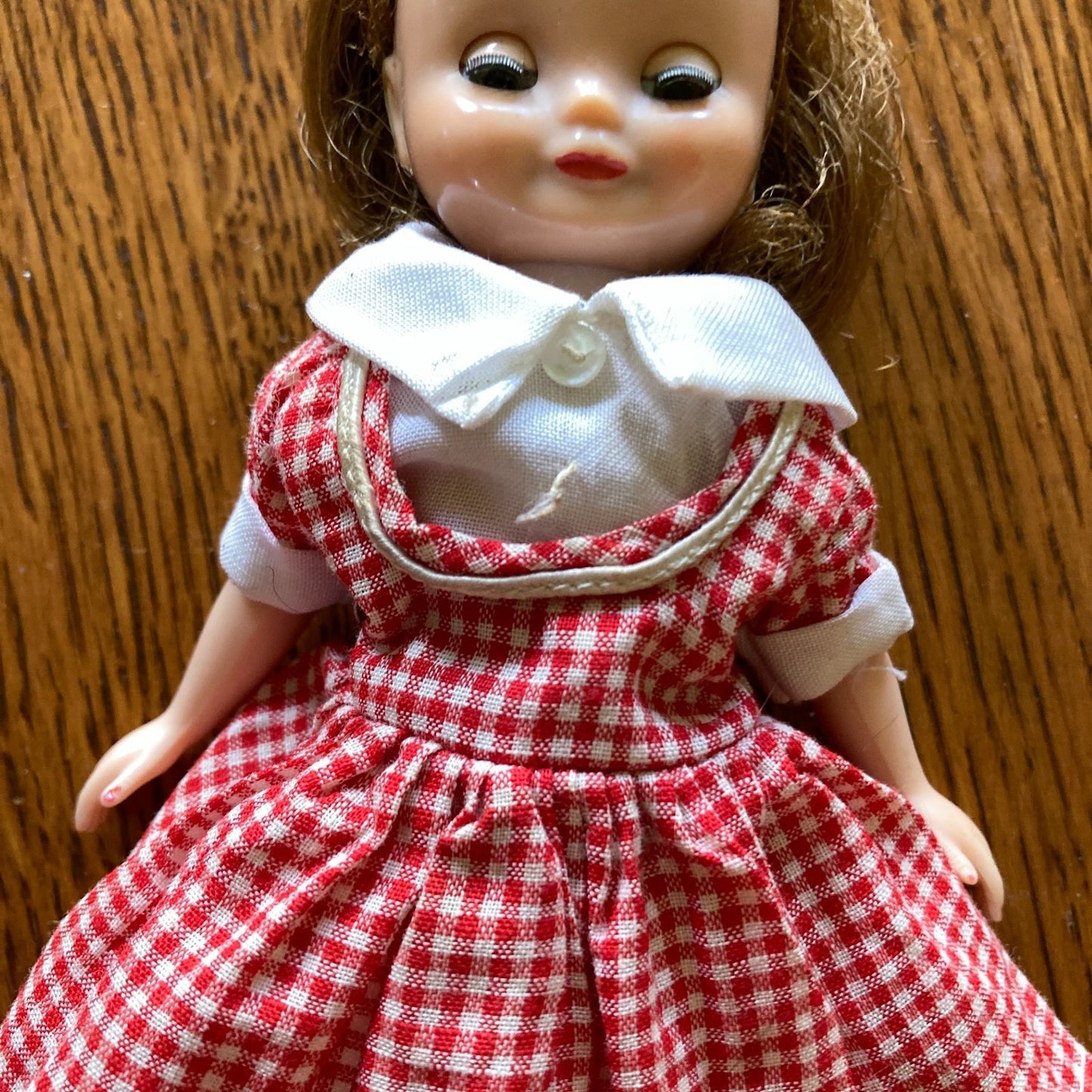 Betsy McCall 8" Fashion Doll With Red Gingham Dress and Black Gingham Outfit VTG