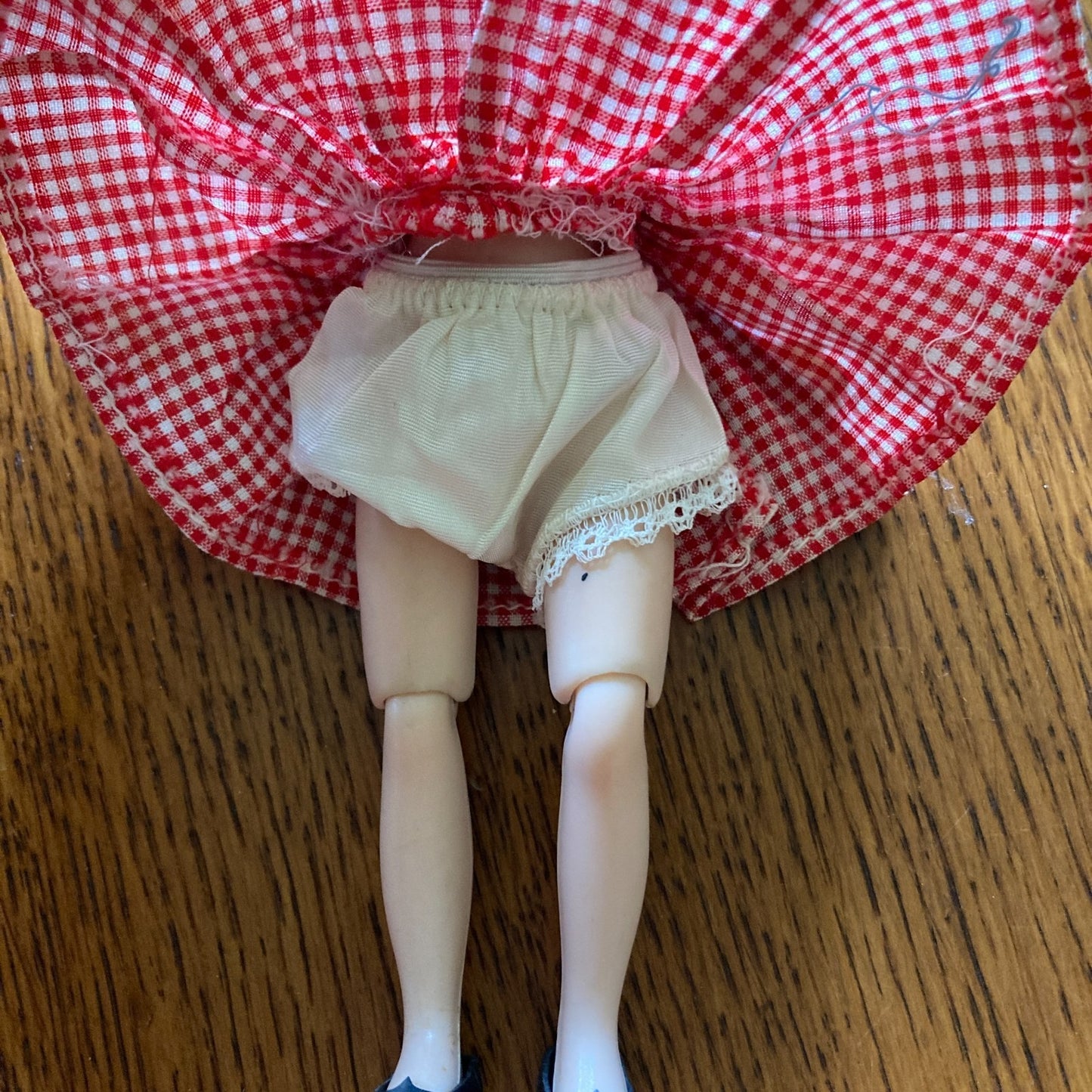 Betsy McCall 8" Fashion Doll With Red Gingham Dress and Black Gingham Outfit VTG