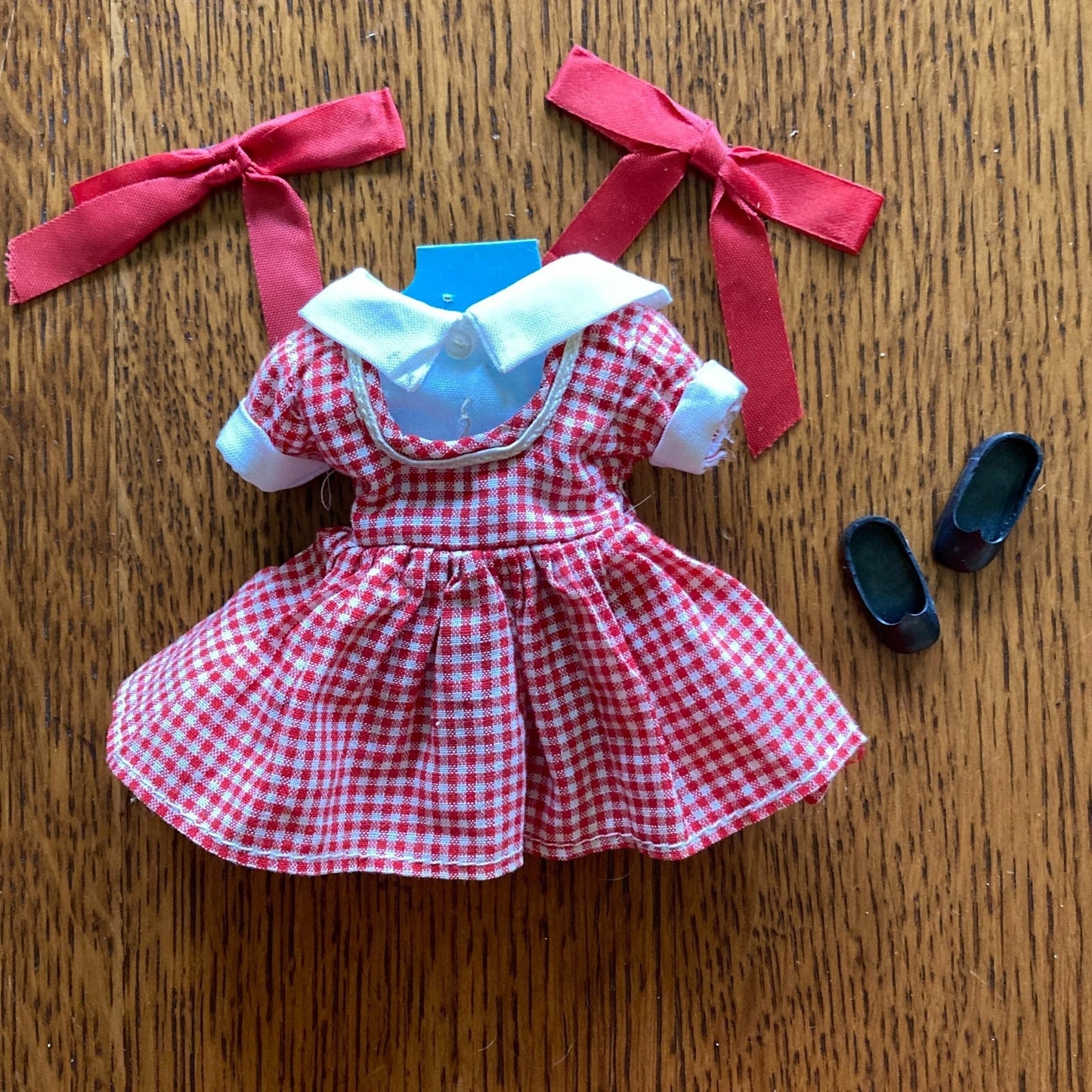 Betsy McCall 8" Fashion Doll With Red Gingham Dress and Black Gingham Outfit VTG