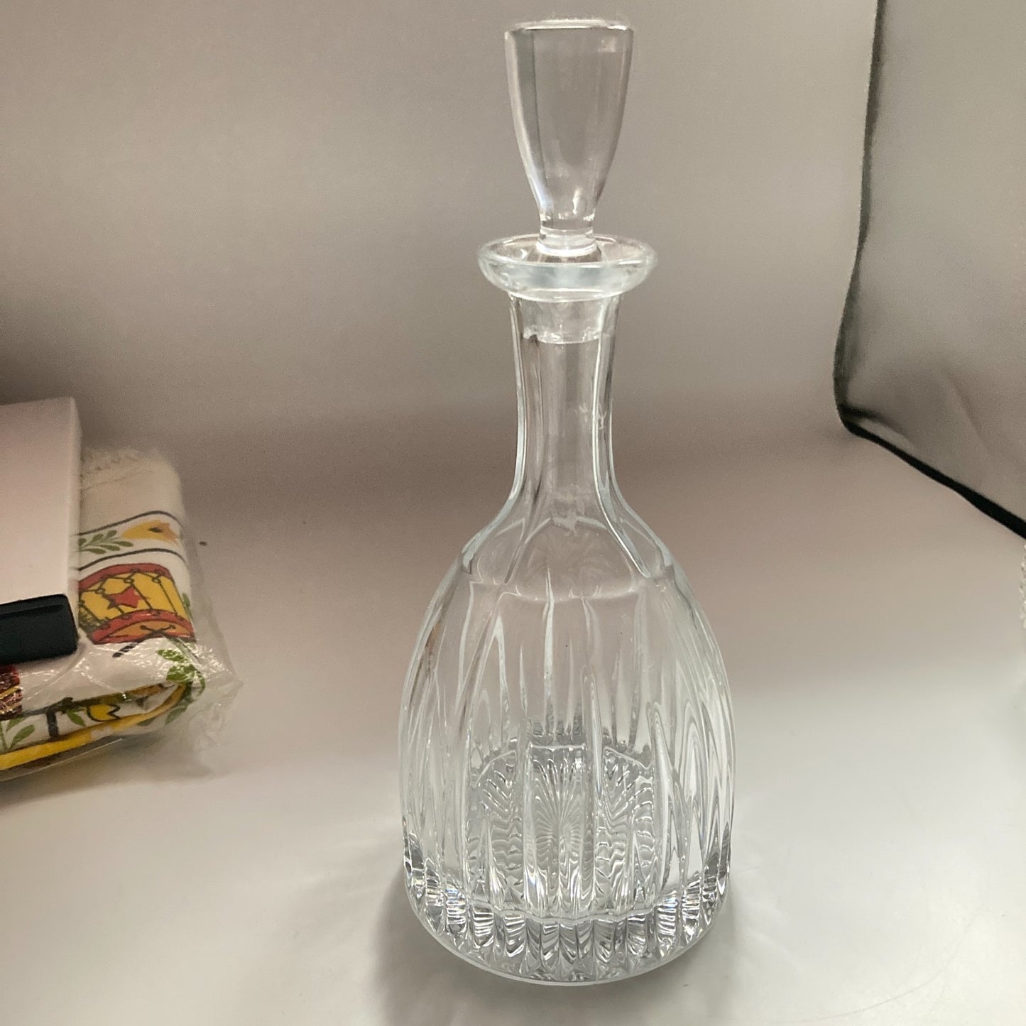 Heavy Crystal Decanter Barware Vintage Original Stopper Mid Century Modern Home