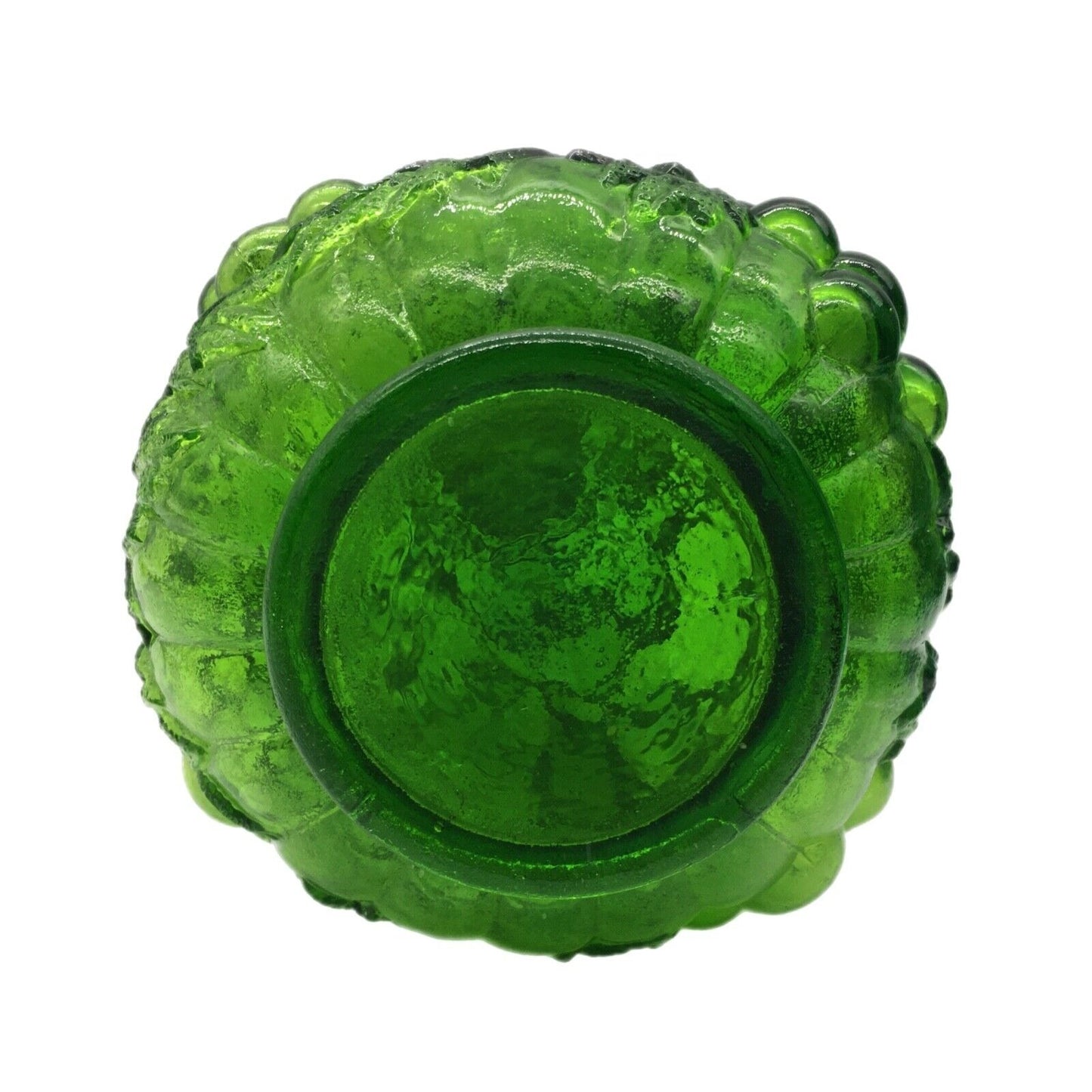 Imperial Emerald Green Glass Grapes Decanter Vintage Dimensional Design Stopper
