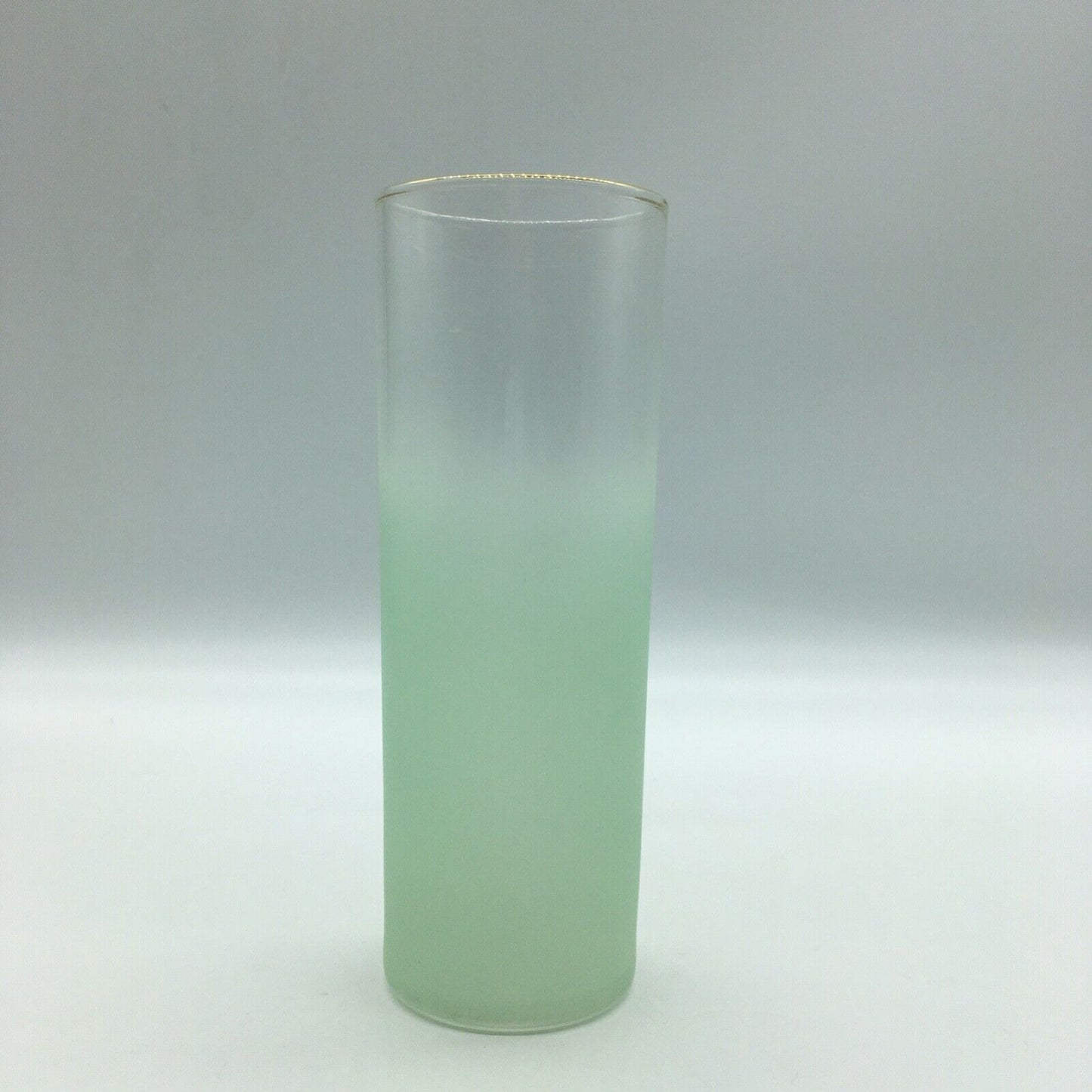 Blendo Pastel Ice Tea High Ball Glasses Set 4 tumblers Gold Trim Summer Vintage