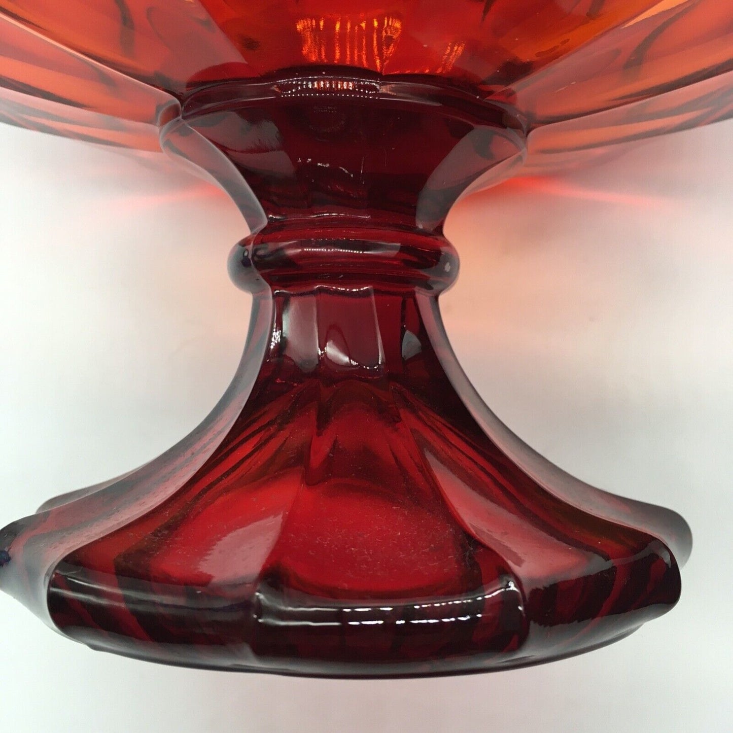 Fostoria Ruby Red Coin Pattern Pedestal Bowl 7"H x 8.25" Eagle Liberty Torch Patriotic USA
