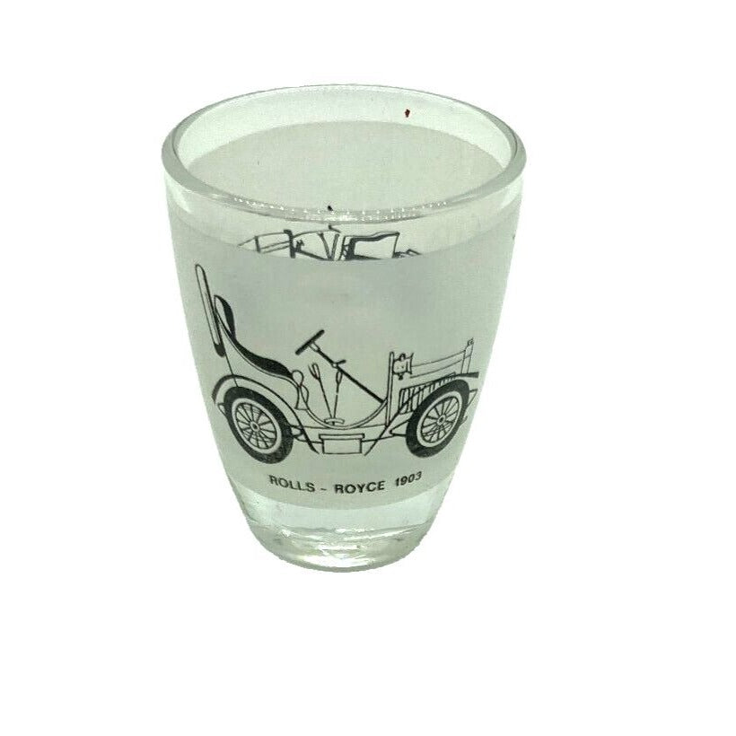 Vintage Barware Decanter 6 Shot Glasses Automobile Graphics France Collect Dad