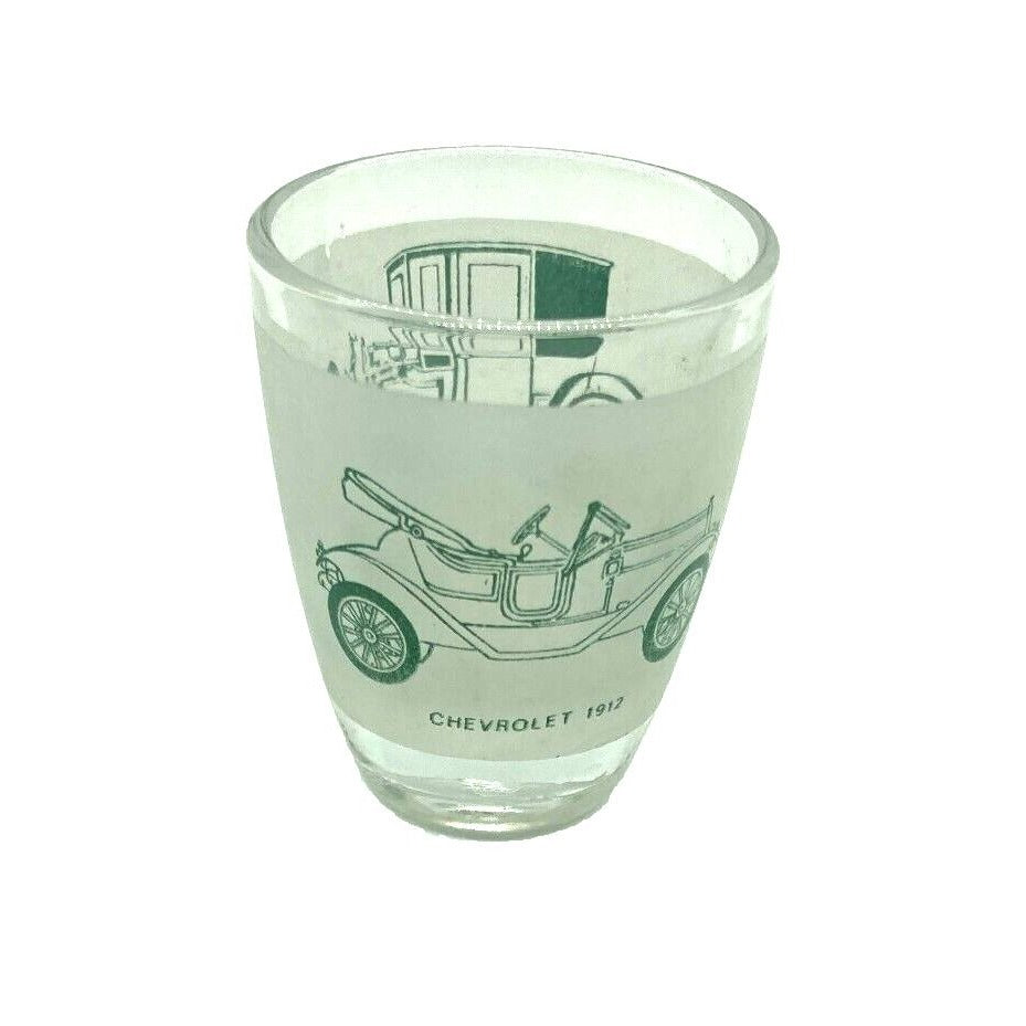 Vintage Barware Decanter 6 Shot Glasses Automobile Graphics France Collect Dad