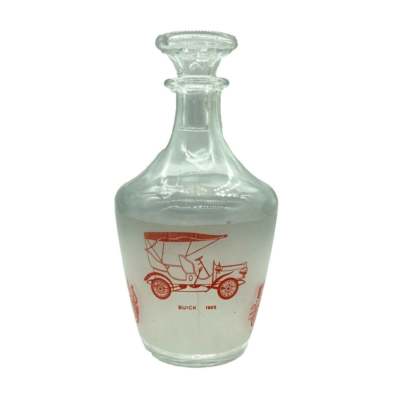 Vintage Barware Decanter 6 Shot Glasses Automobile Graphics France Collect Dad
