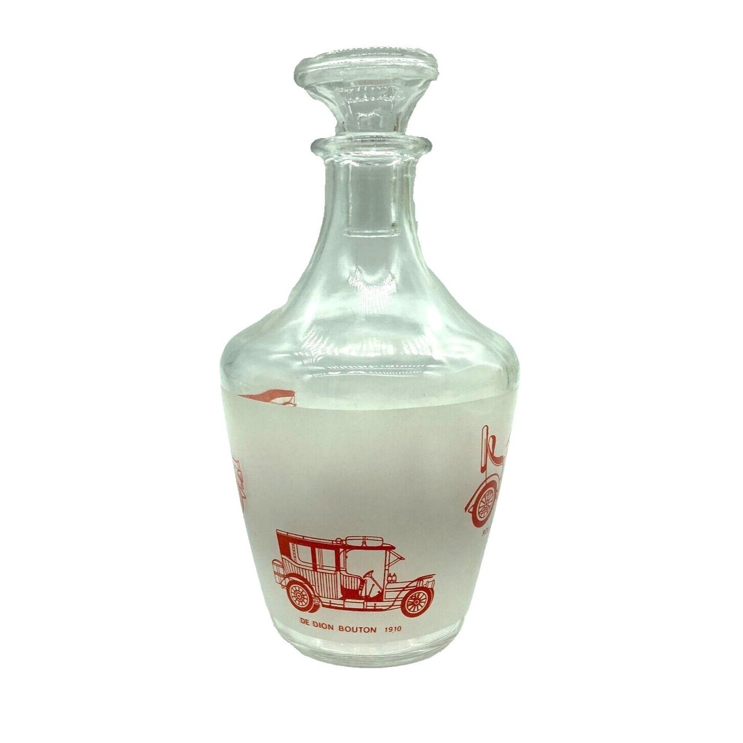 Vintage Barware Decanter 6 Shot Glasses Automobile Graphics France Collect Dad