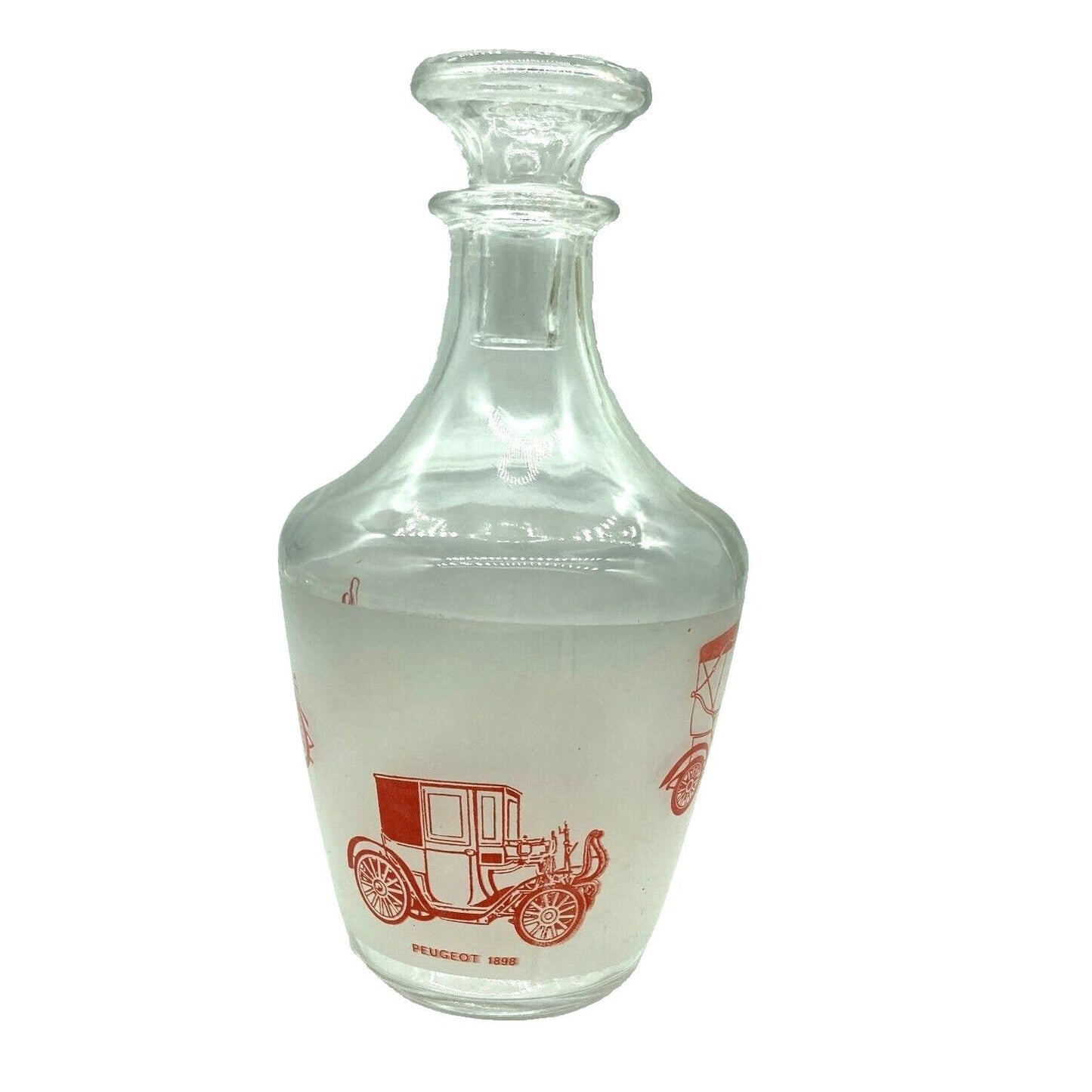 Vintage Barware Decanter 6 Shot Glasses Automobile Graphics France Collect Dad