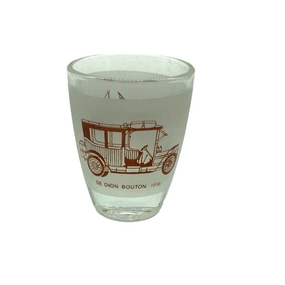 Vintage Barware Decanter 6 Shot Glasses Automobile Graphics France Collect Dad