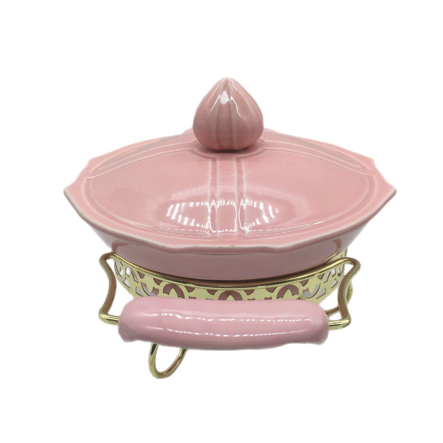 Miramar of Cailif. Mid Century Modern Pink Serving Dish, MCM Casserole Dish Covered Casserole, Candle Warming Tray, Miramar of Calif. Brand
