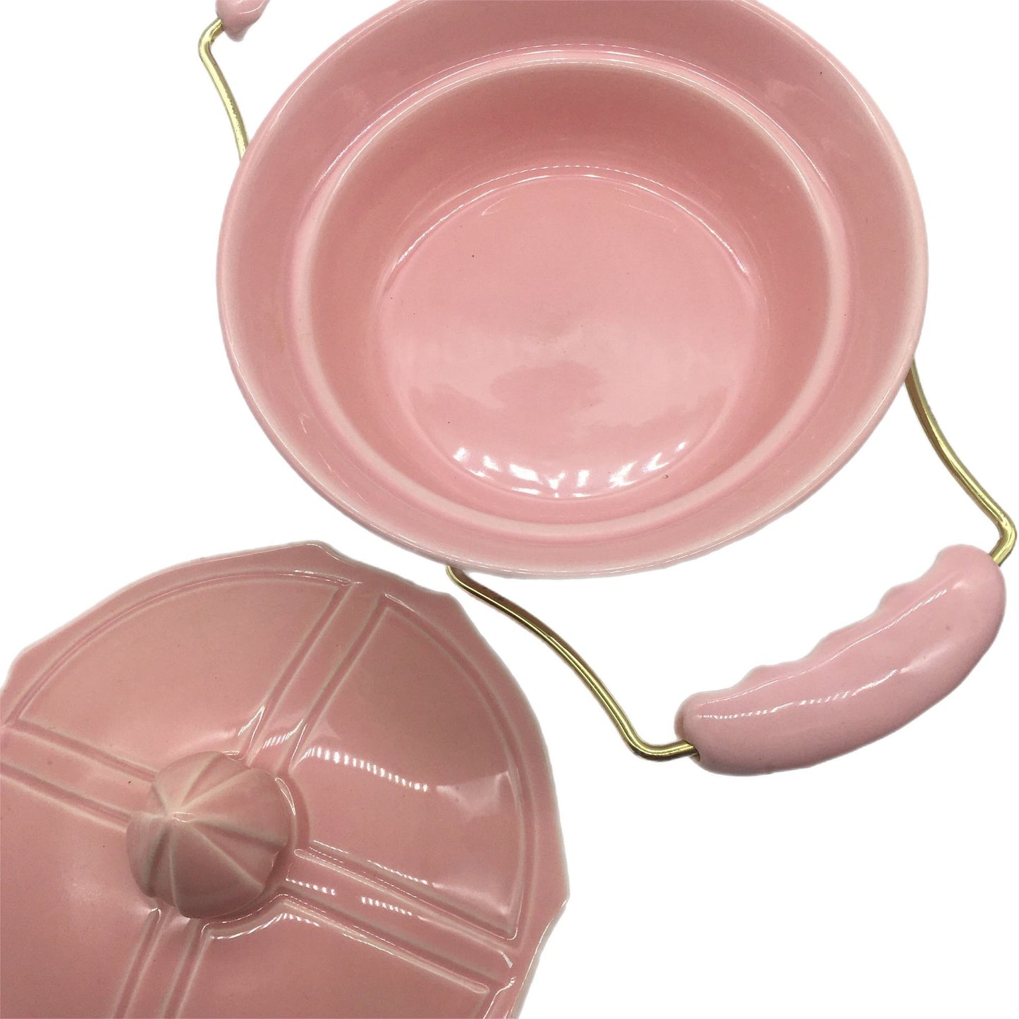 Miramar of Cailif. Mid Century Modern Pink Serving Dish, MCM Casserole Dish Covered Casserole, Candle Warming Tray, Miramar of Calif. Brand