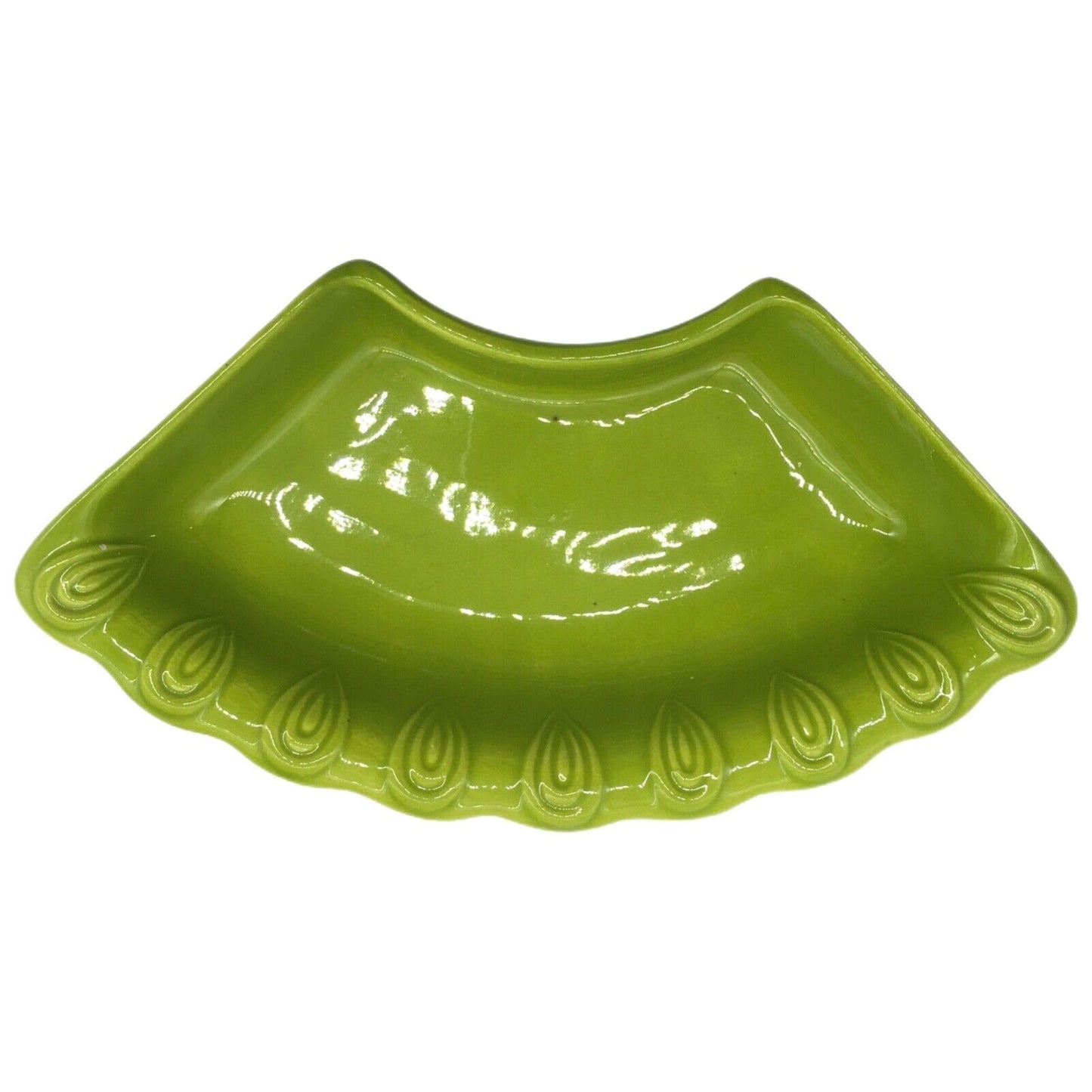 California Pottery Lazy Susan Snack Set Lime Green and White Vintage Lidded Dip