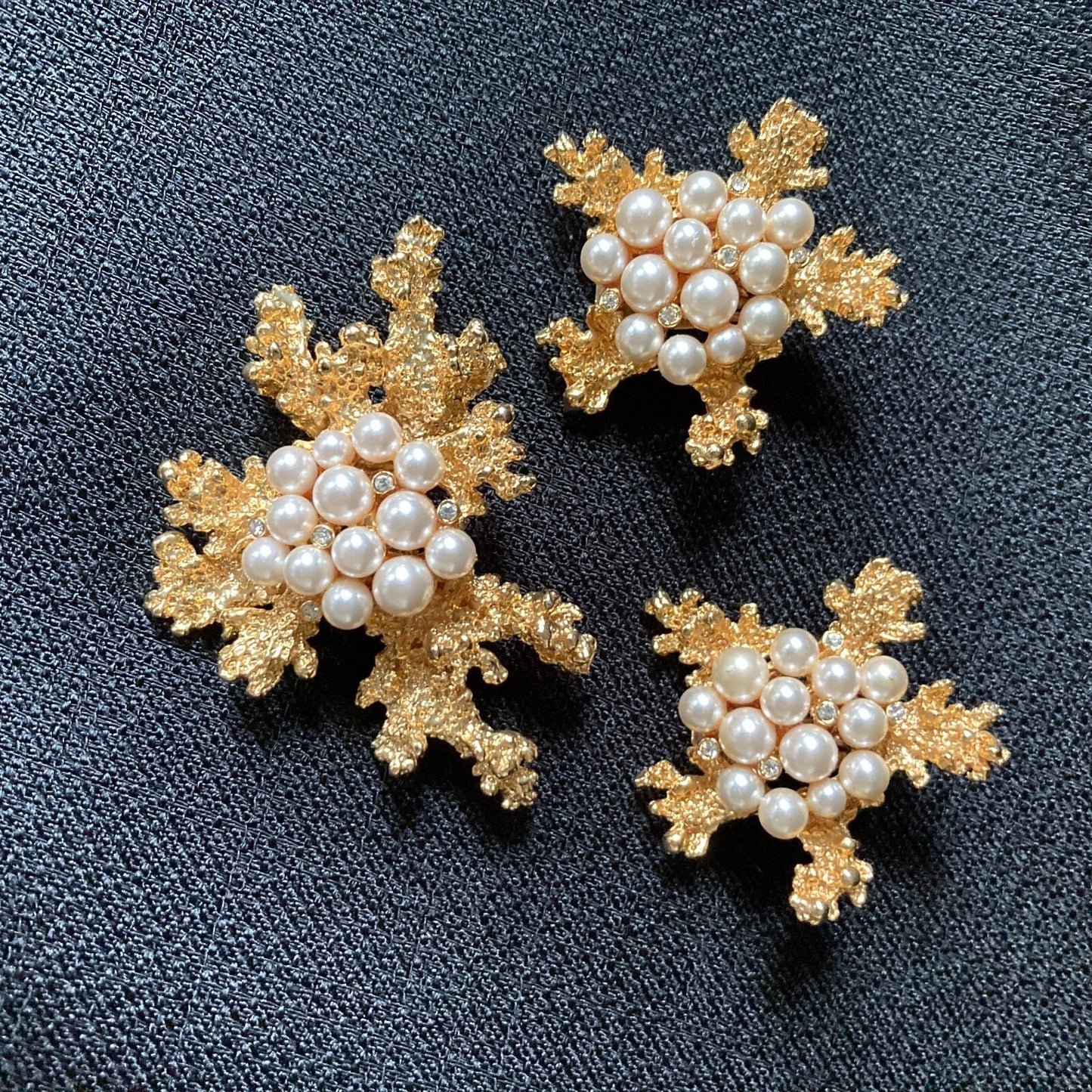 Craft© Designer Brooch 60's Vintage Faux High Fashion Jewelry Demi Parure Set