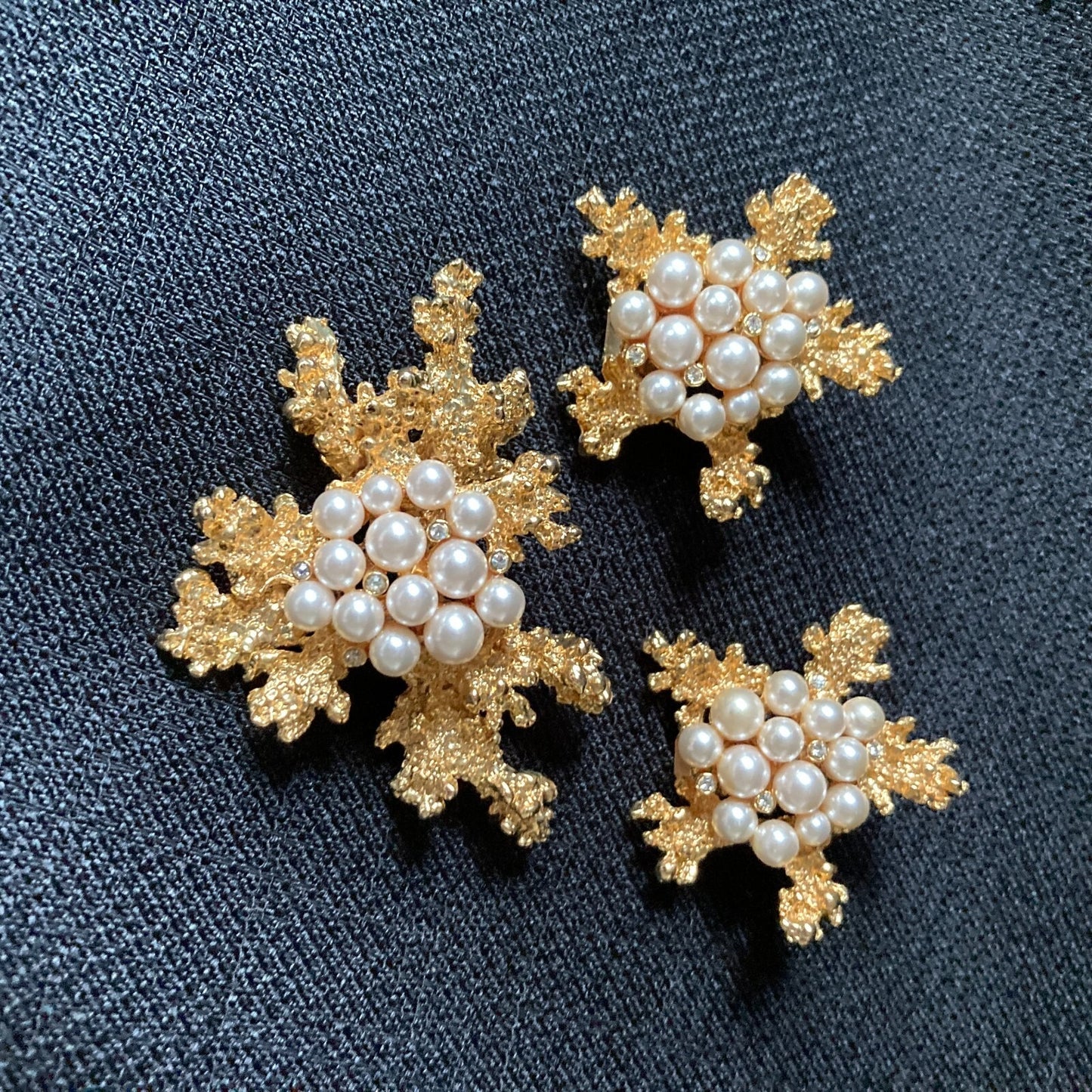 Craft© Designer Brooch 60's Vintage Faux High Fashion Jewelry Demi Parure Set