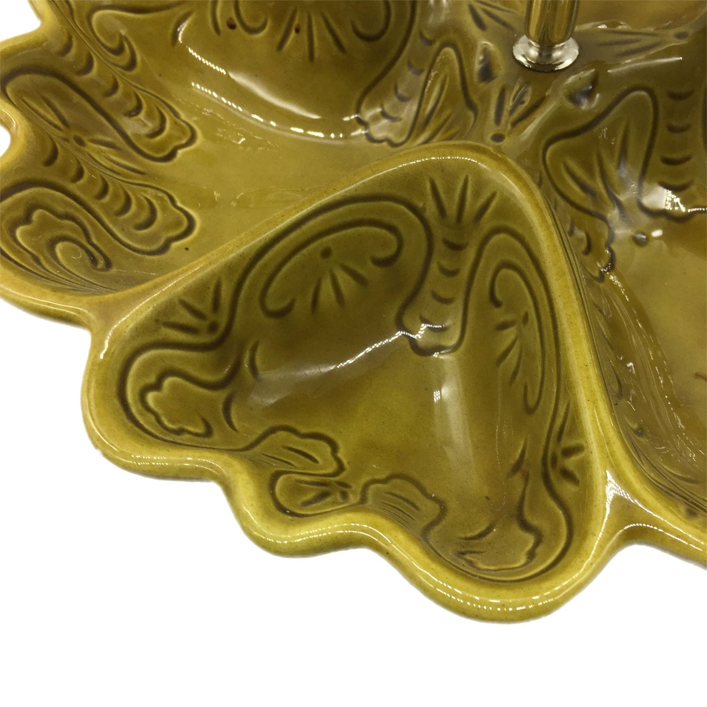 Maddux of California Double Tier Serving Tray, Vintage Maddux of Cali, Ceramic SnackTrays, MCM Avocado Green Trays, Tidbit Relish Trays