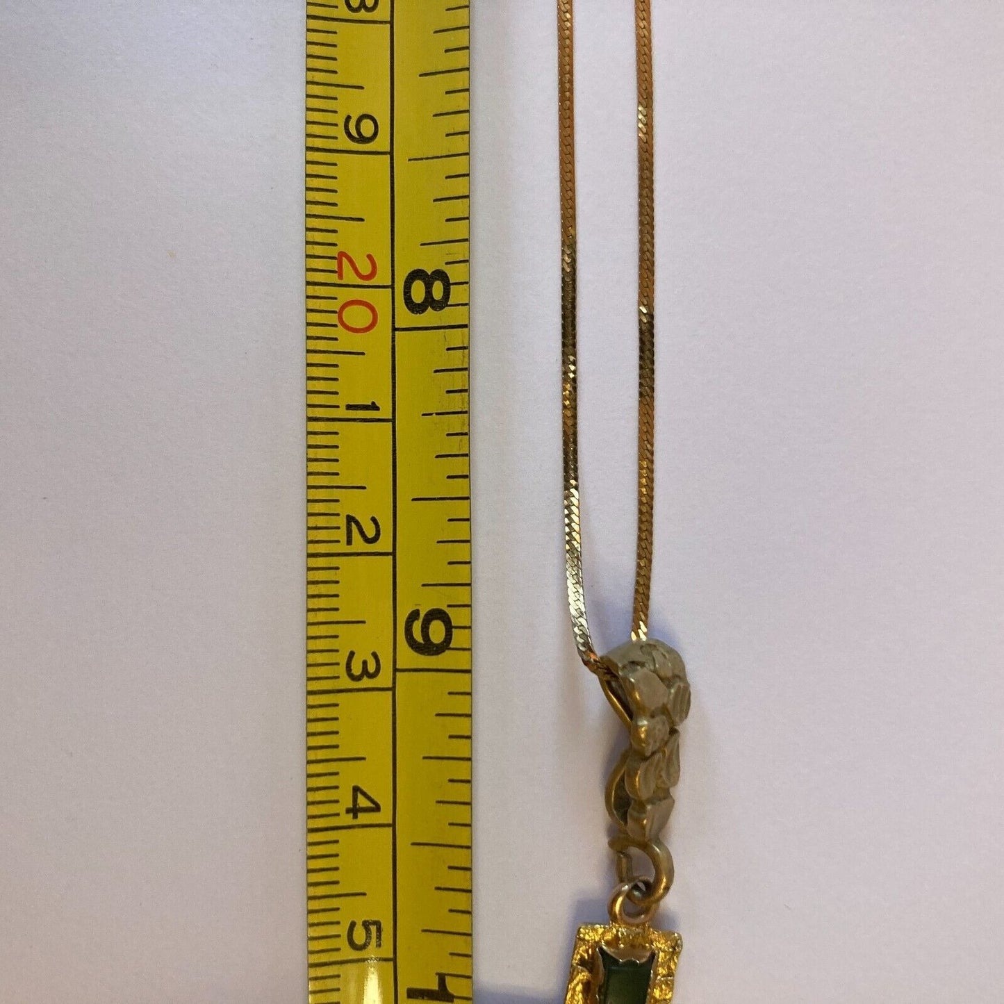 Italian 10K Gold Emerald Cross Italy with a Herringbone Balestra Chain Italy 585