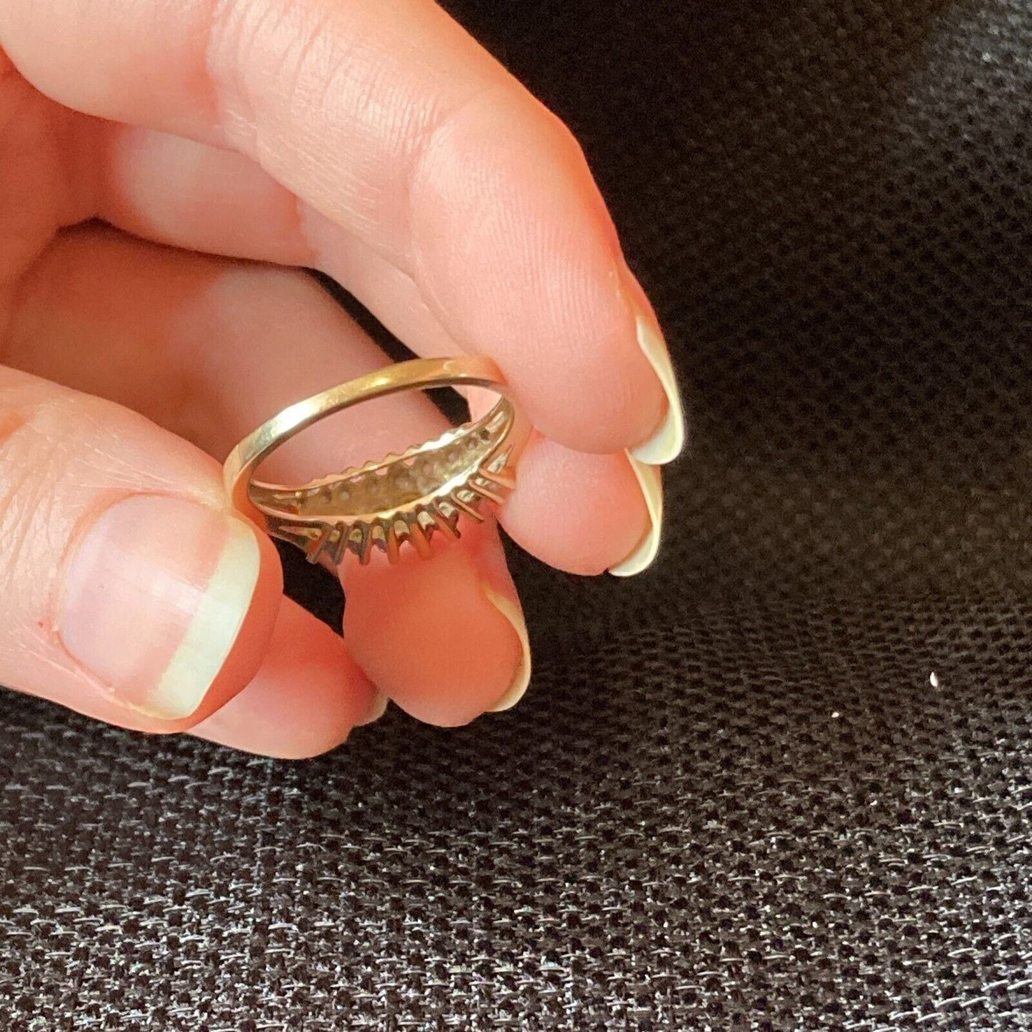 Vintage Cluster Diamond Ring 10K Gold 27 Diamonds Size 7.75 AFJG Art Deco Design