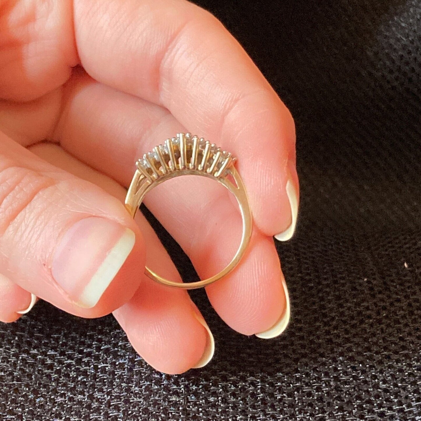 Vintage Cluster Diamond Ring 10K Gold 27 Diamonds Size 7.75 AFJG Art Deco Design