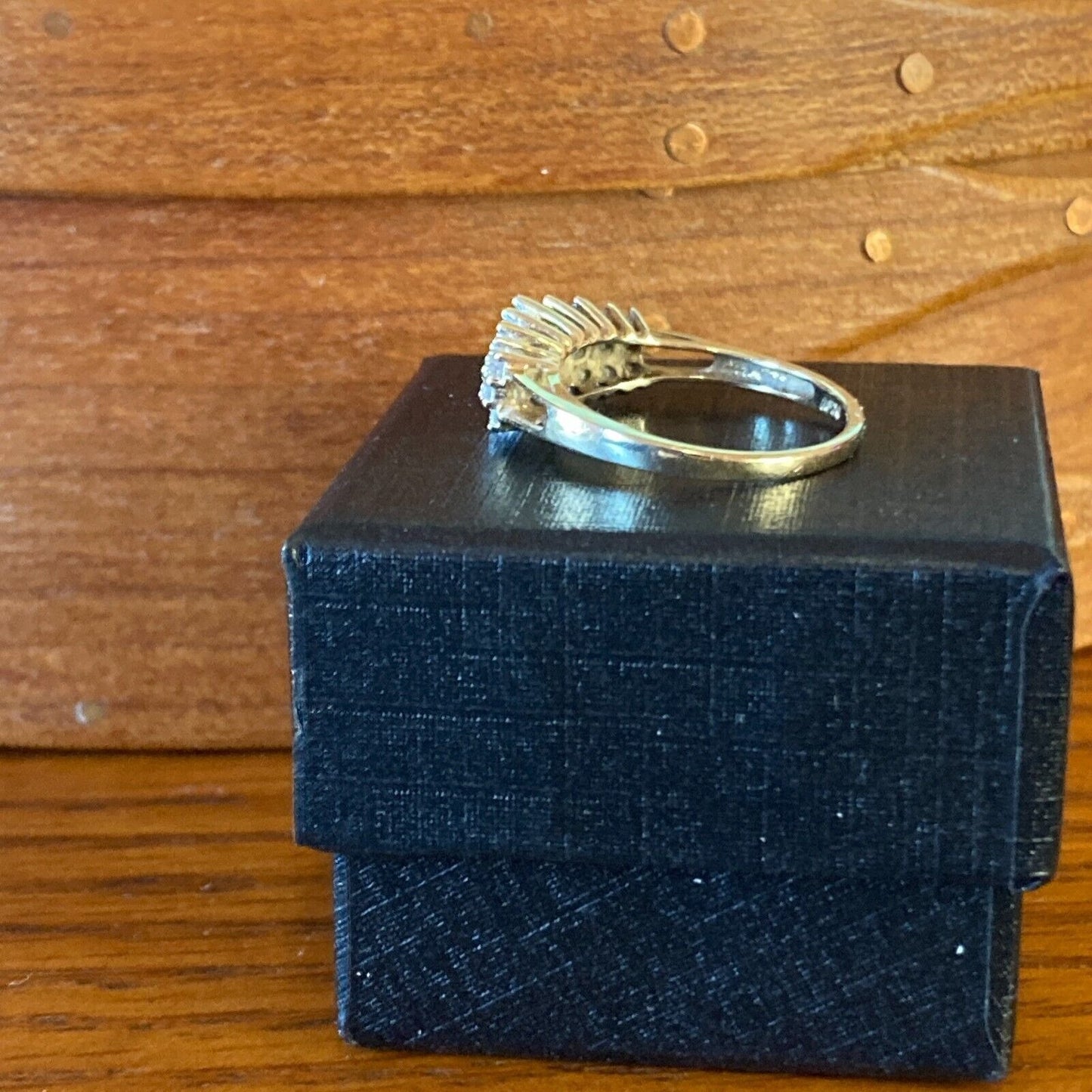 Vintage Cluster Diamond Ring 10K Gold 27 Diamonds Size 7.75 AFJG Art Deco Design