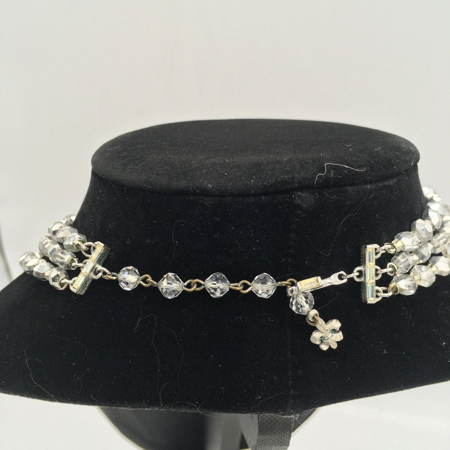 Vintage Vendome Costume Jewelry, Multi Strand Faceted Glass Bead Necklace and Clip on Earring Set