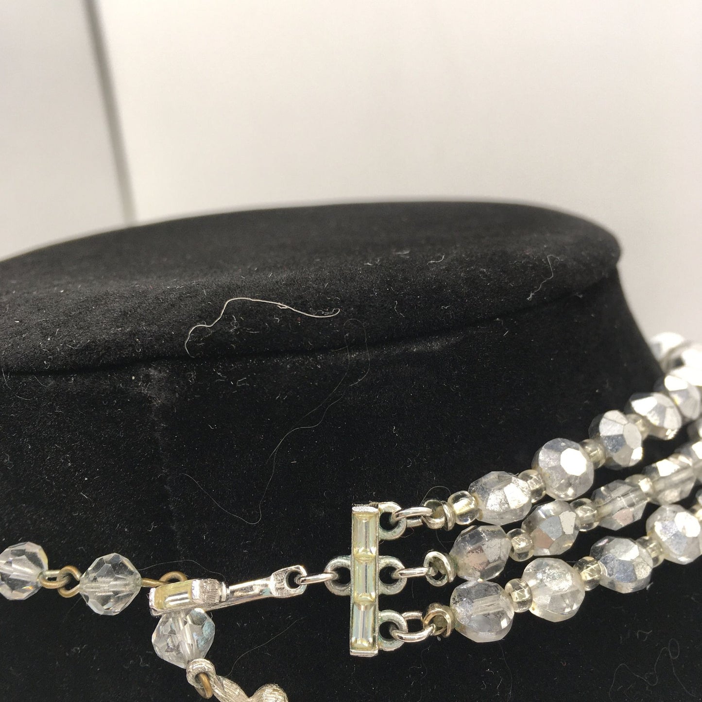 Vintage Vendome Costume Jewelry, Multi Strand Faceted Glass Bead Necklace and Clip on Earring Set