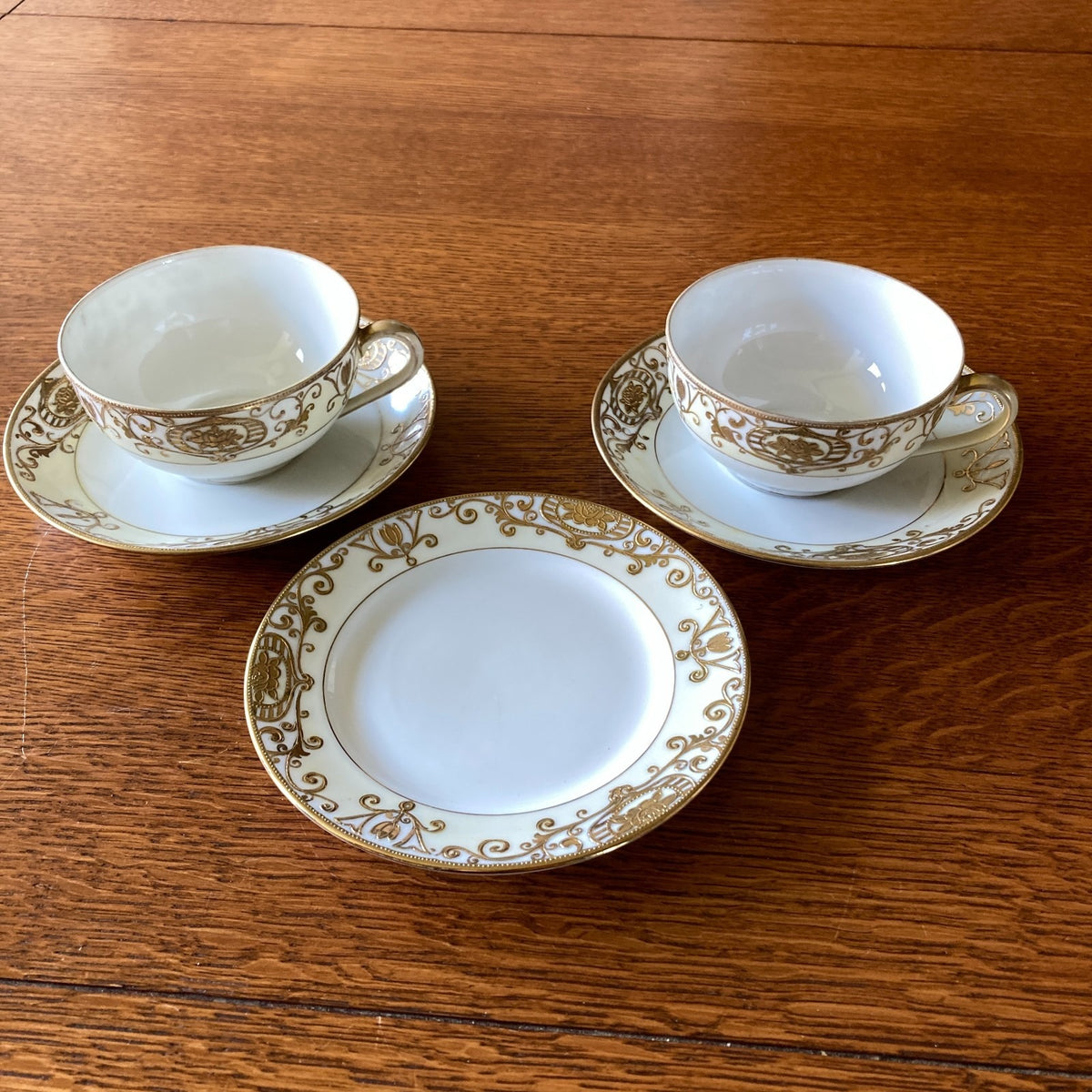 Noritake Morimura Tea Cups Saucers One Bread Plate Art Deco Era Antique No 175