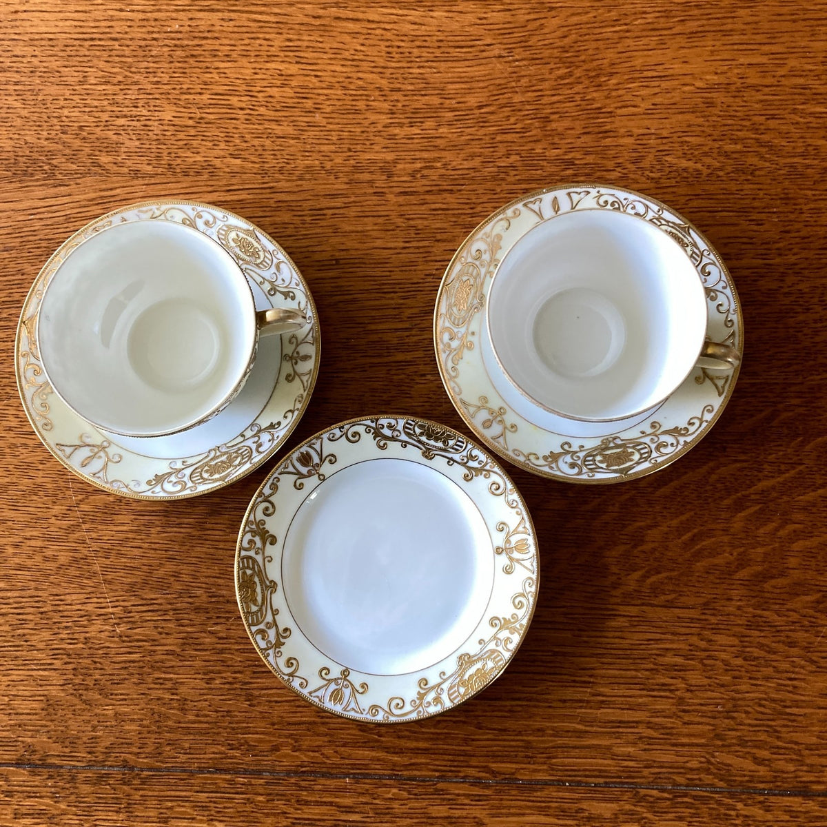 Noritake Morimura Tea Cups Saucers One Bread Plate Art Deco Era Antique No 175