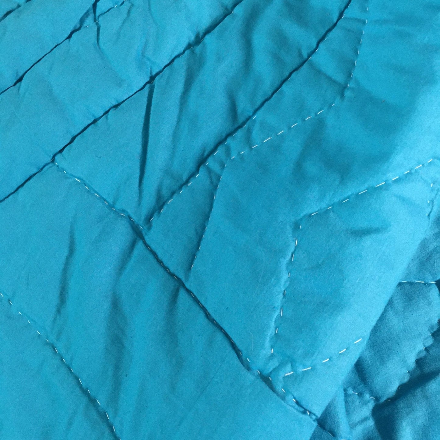 Vintage Hand-Sewn Tumbling Star Blocks Optical Illusion Quilt 94"L x 78"W Queen Blue Floral Estate