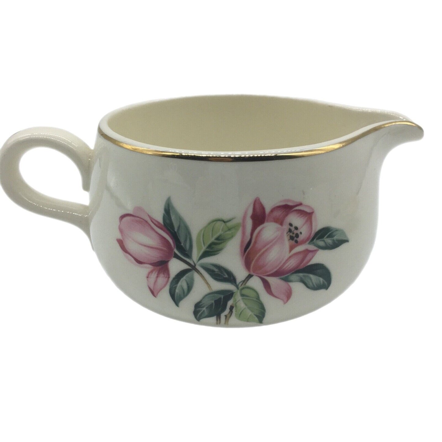 Vintage Homer Laughlin 50s Rhythm Pink Magnolia Pattern Cream Sugar Set Cottage