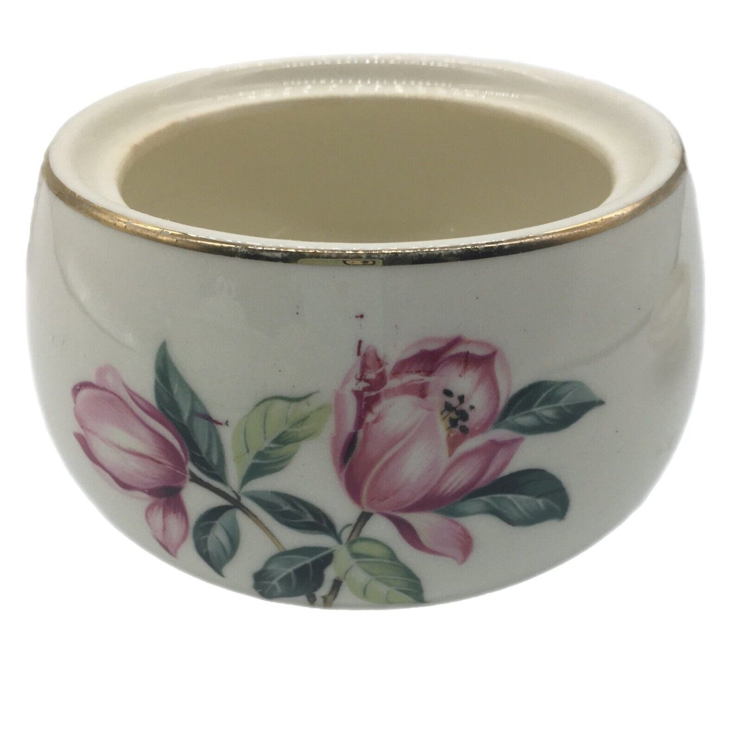 Vintage Homer Laughlin 50s Rhythm Pink Magnolia Pattern Cream Sugar Set Cottage