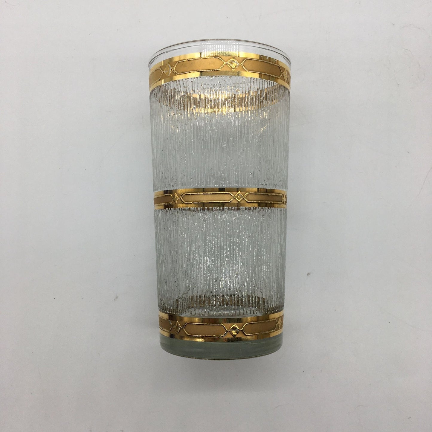 Mid Century Modern Culver Set of 4 Highball Glasses, Icicle Pattern 22K Gold Trim, MCM Culver Glassware, Culver Tumbler, MCM Barware, 1960s