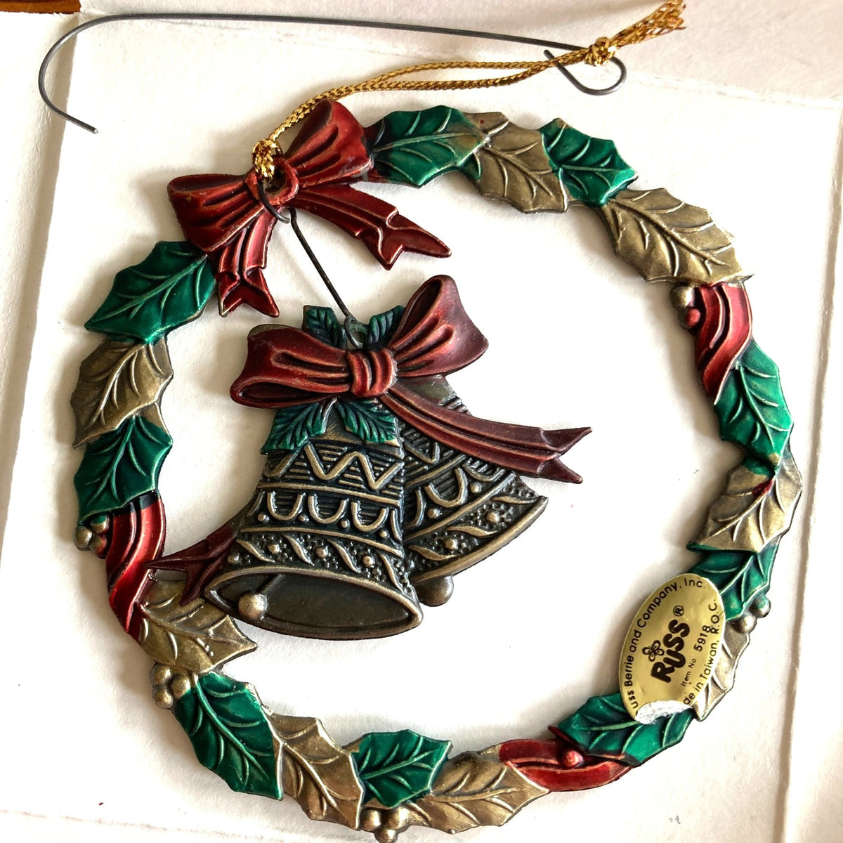 Russ The Heirloom Collection Set 6 Pewter Painted Red Green Gold Original Packed