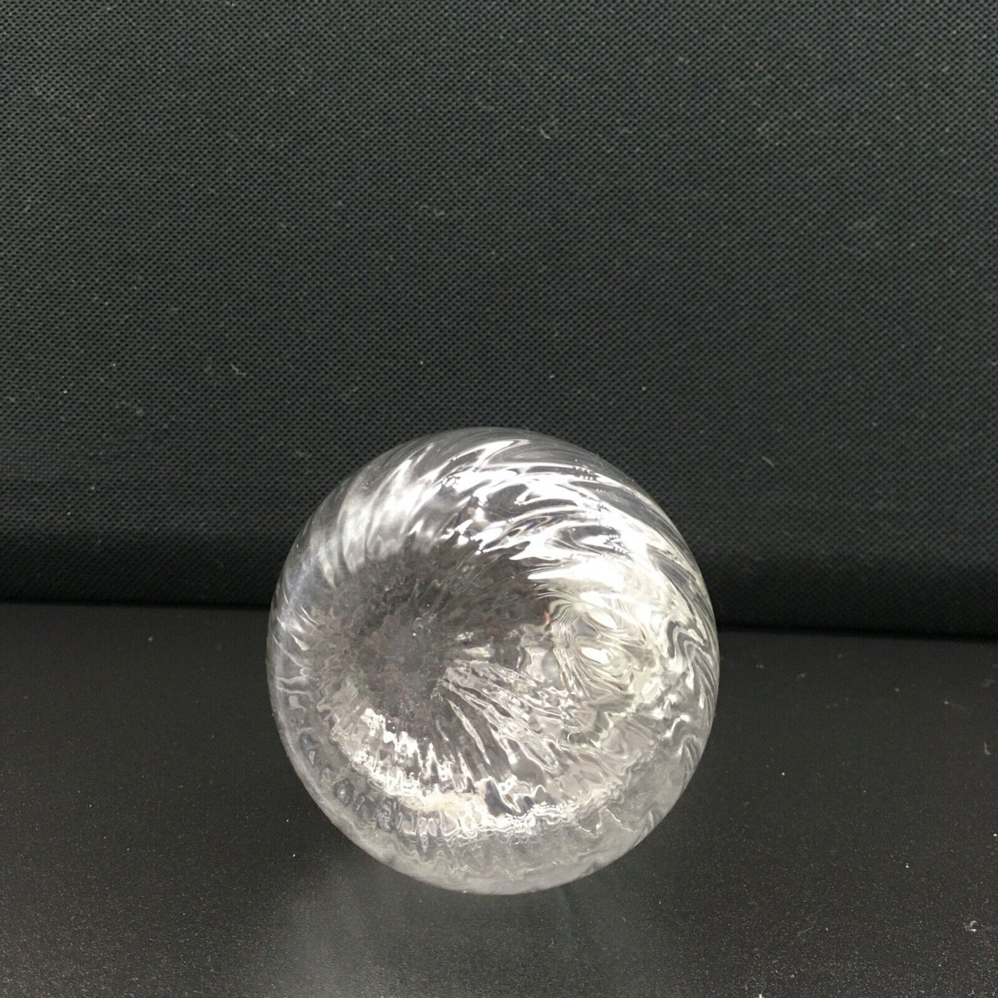 Handblown Swirl Glass Vanity Bottle Small Stopper Clear Ribbed Boudoir Bathroom