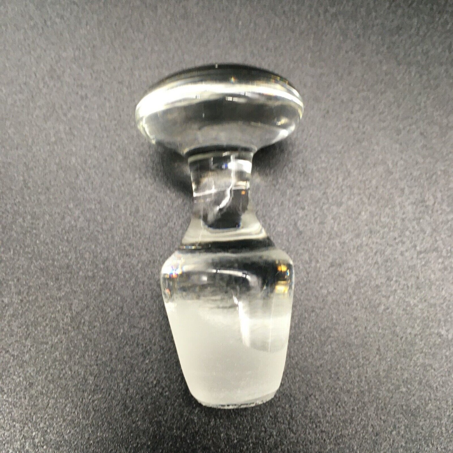Handblown Swirl Glass Vanity Bottle Small Stopper Clear Ribbed Boudoir Bathroom