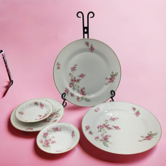 Vintage Dinnerware P.T. Bavaria Tirschenreuth Germany The Trellis 2267 Pink Rose