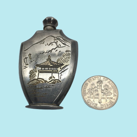 Sterling Silver Perfume Bottle, 950 Silver Perfume Vessel, Collectible Perfume Bottles, Perfume Scent Applicator, Japanese Souvenir